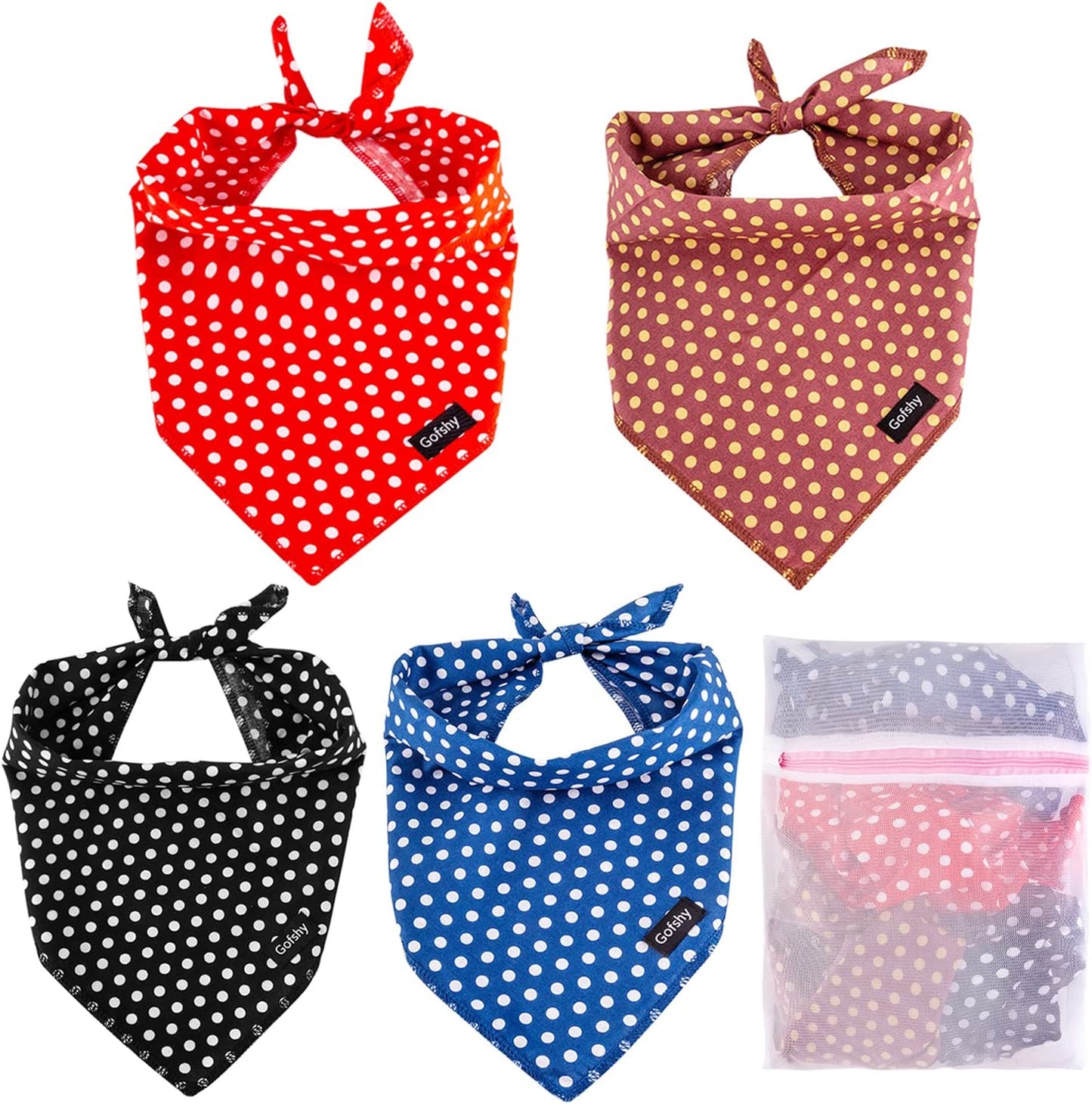 Gofshy Christmas Dog Bandanas-5Pcs Birthday Gift Puppy Bandana Vibrant Color Plaid Printing Adjustable Dog Scarf Bib Handkerchief Accessories for Small Medium Large Dog Cat (Bright)-M Animals & Pet Supplies > Pet Supplies > Dog Supplies > Dog Apparel Gofshy Green Red Pink Blue Medium