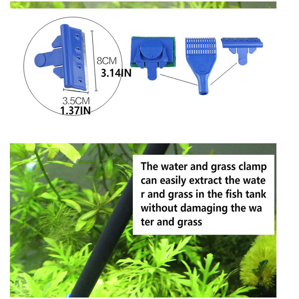 Tureclos Fish Tank Brush Mesh 5 in 1 Dirt Catcher Household Accessories Scraper Fork Aquarium Supplies Dust Remover Washable Cleaning Kit Animals & Pet Supplies > Pet Supplies > Fish Supplies > Aquarium Cleaning Supplies TureClos