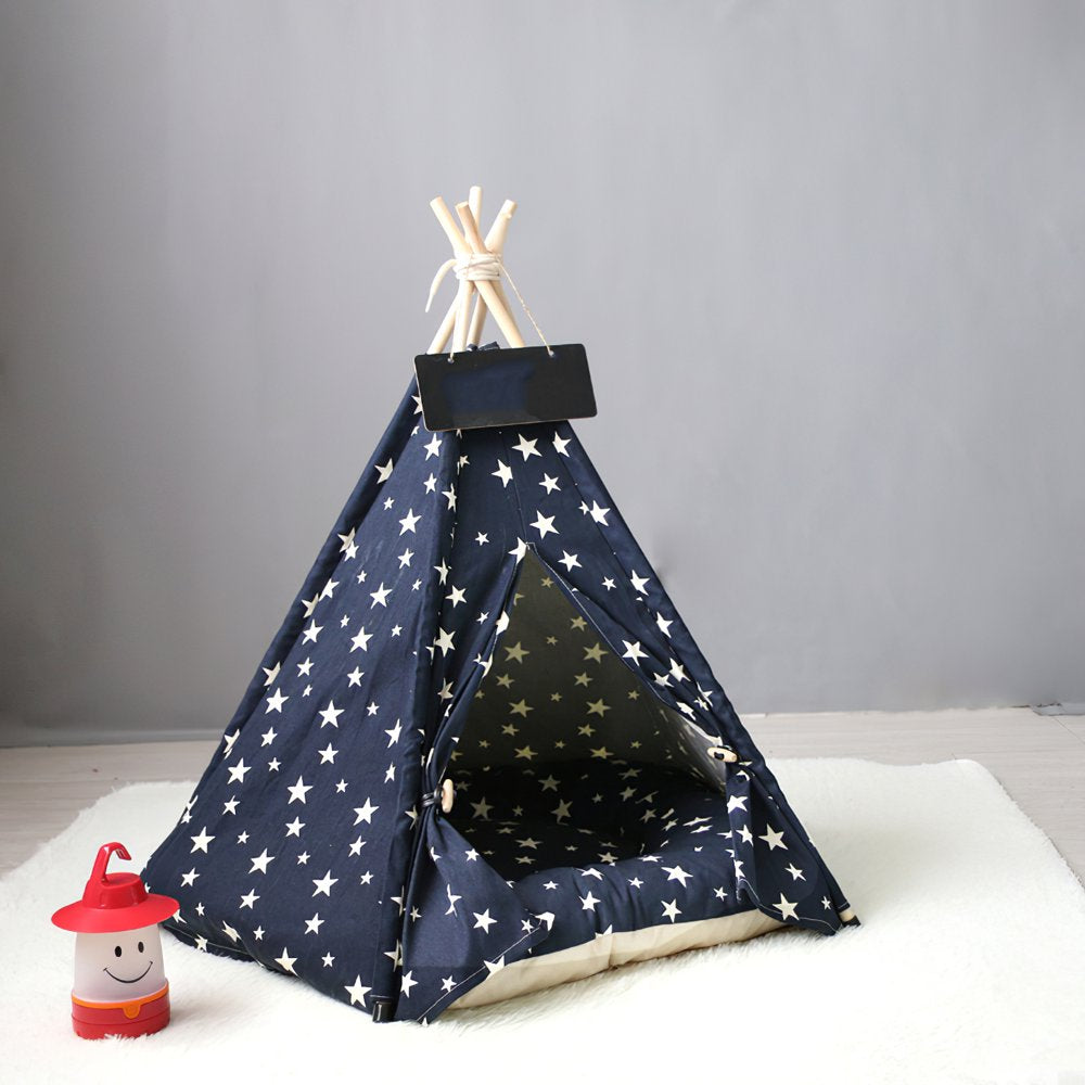 Dog House Animals Pet Teepee Bed Foldable Washable Comfortable Dog Tent with Thick Cushion and Small Black Board for Dog Pet Animals & Pet Supplies > Pet Supplies > Dog Supplies > Dog Houses OurLeeme