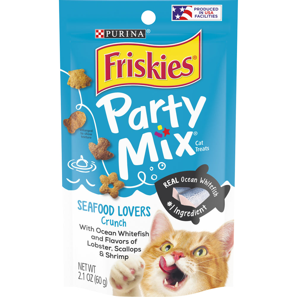Friskies Cat Treats, Party Mix Seafood Lovers Crunch, 6 Oz. Pouch Animals & Pet Supplies > Pet Supplies > Cat Supplies > Cat Treats Nestlé Purina PetCare Company 2.1 oz 10