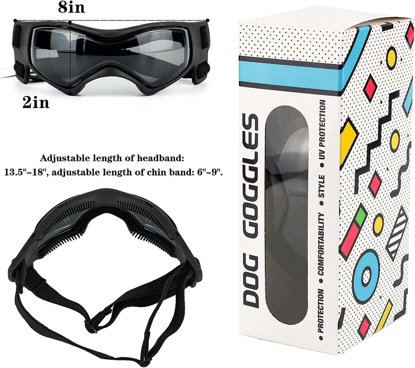 SLDPET Dog Goggles for Small Breed Dog Sunglasses Dog UV Sunglasses Windproof Soft Frame Adjustable Straps for Small/Medium Puppy Dogs (Black) Animals & Pet Supplies > Pet Supplies > Dog Supplies > Dog Apparel SLDPET