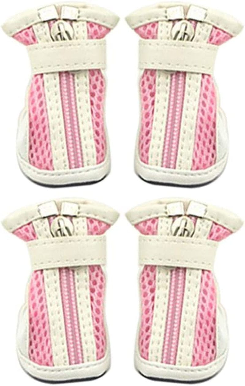 Floralby 4Pcs Fashion Mesh Cotton Breathable Anti-Skid Casual Pet Shoes Dog Puppy Boots - Pink 5# Animals & Pet Supplies > Pet Supplies > Dog Supplies > Dog Apparel Floralby Pink 1#