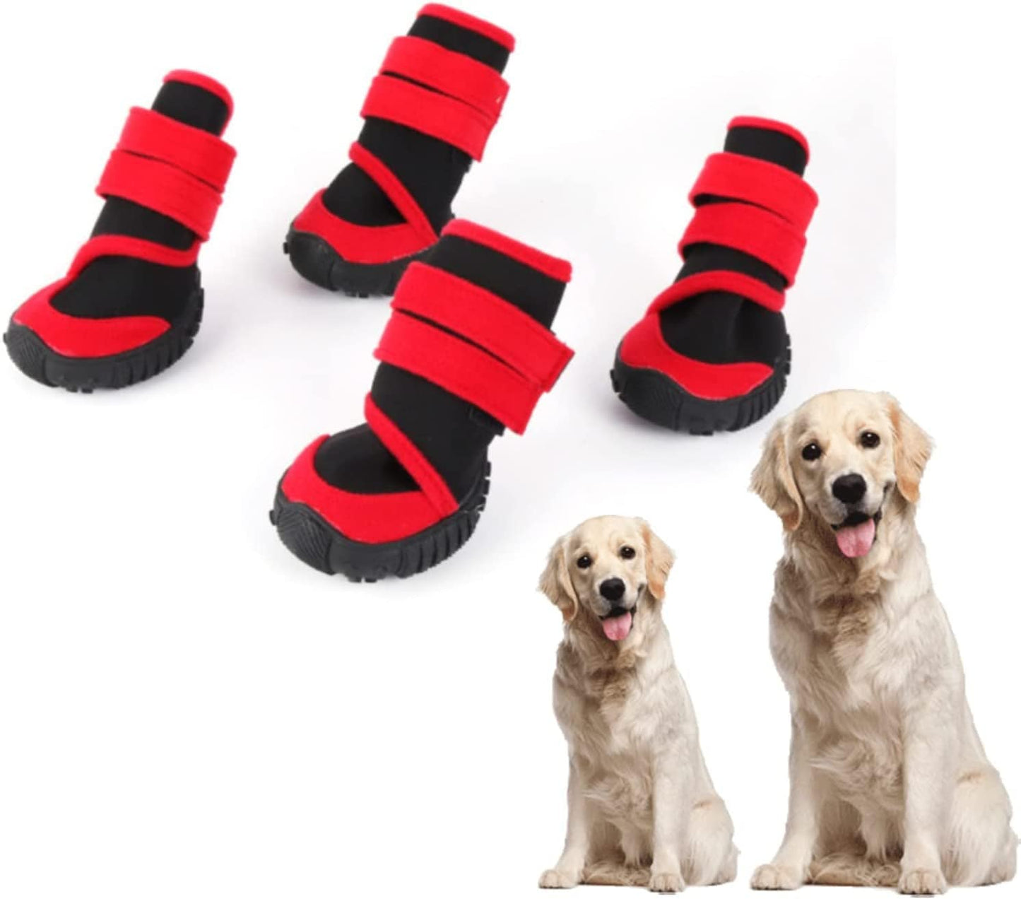 Fuqin Dog Shoes,4 Pcs Waterproof Dog Booties as Dog Paw Protector,Dog Boot of Dog Stuff Protects Walkee Paws,Also as Dog Socks for Puppy Supplies or Mature Dog Supplies (Blue-Black, Size3) Animals & Pet Supplies > Pet Supplies > Dog Supplies > Dog Apparel Generic Red-Black Size5