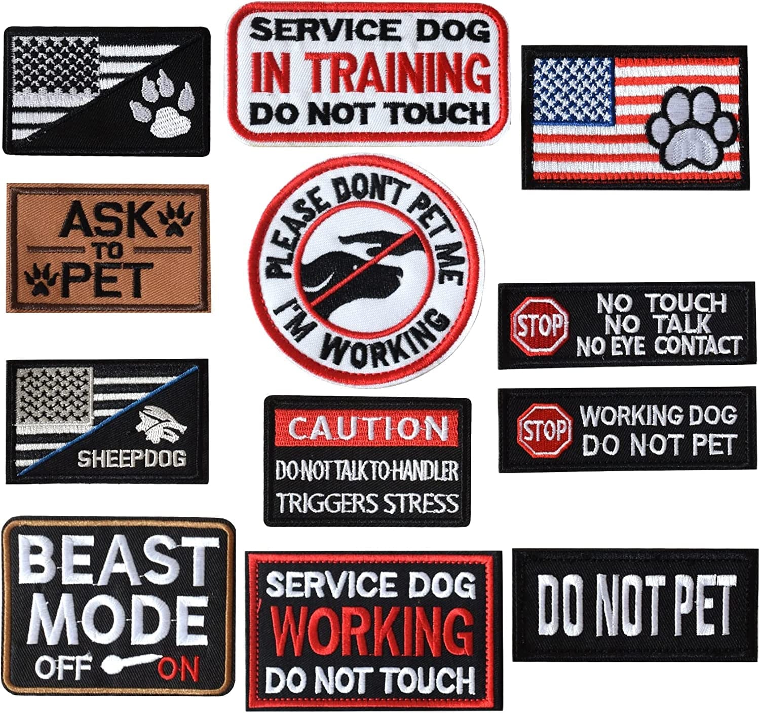 GYGYL 12Pcs Service Dog Patches, Ask to Pet Do Not Pet Patch, Tactical –  KOL PET