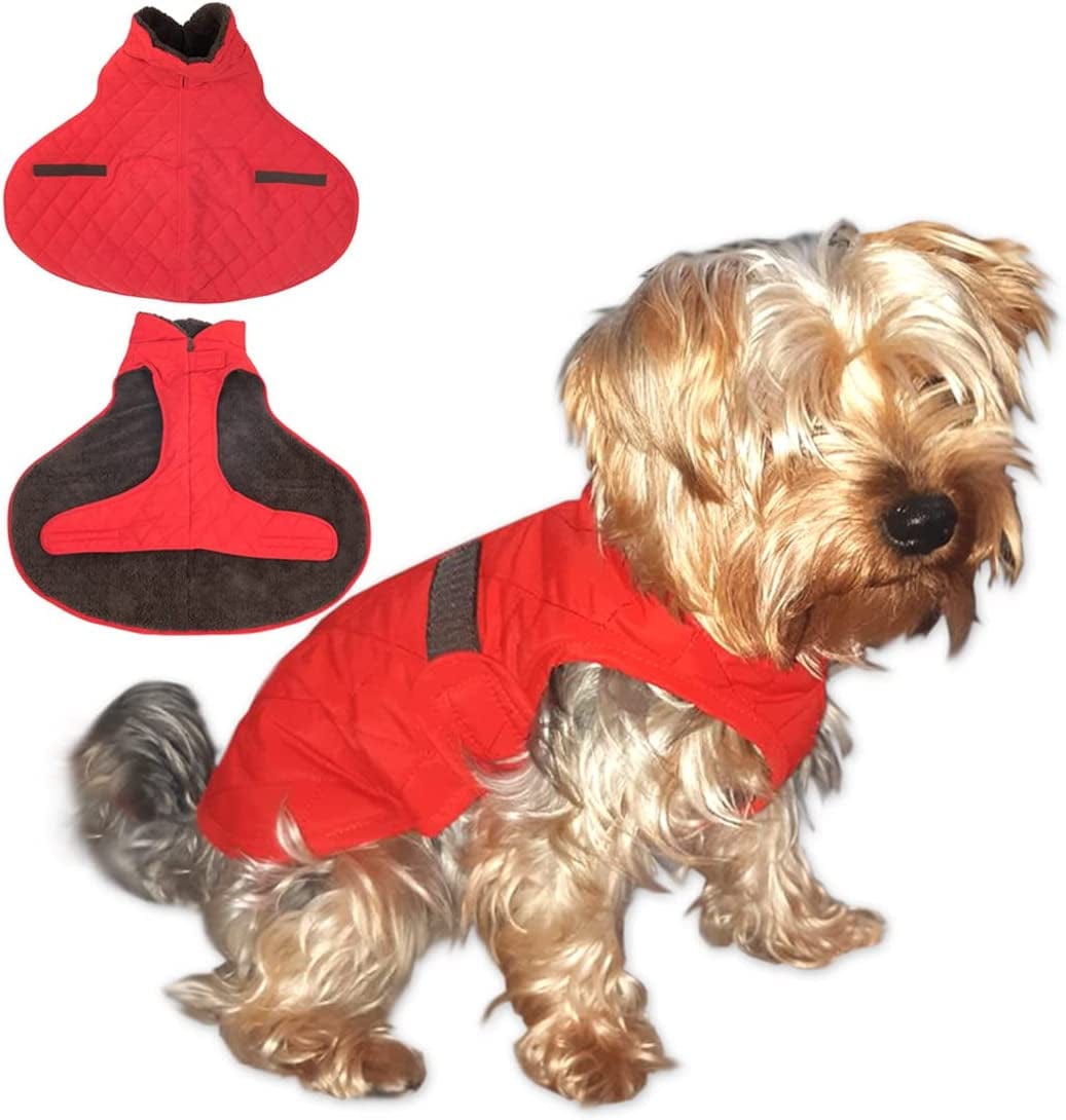 H.S.C PET Red Dogs Waterproof Soft-Shell Warm Cotton Jacket Fleece inside Cold Weather Coats for Doggy & Puppy Velcro Easy Dressing & Undressing Animals & Pet Supplies > Pet Supplies > Dog Supplies > Dog Apparel H.S.C PET PRODUCE Red X-Small