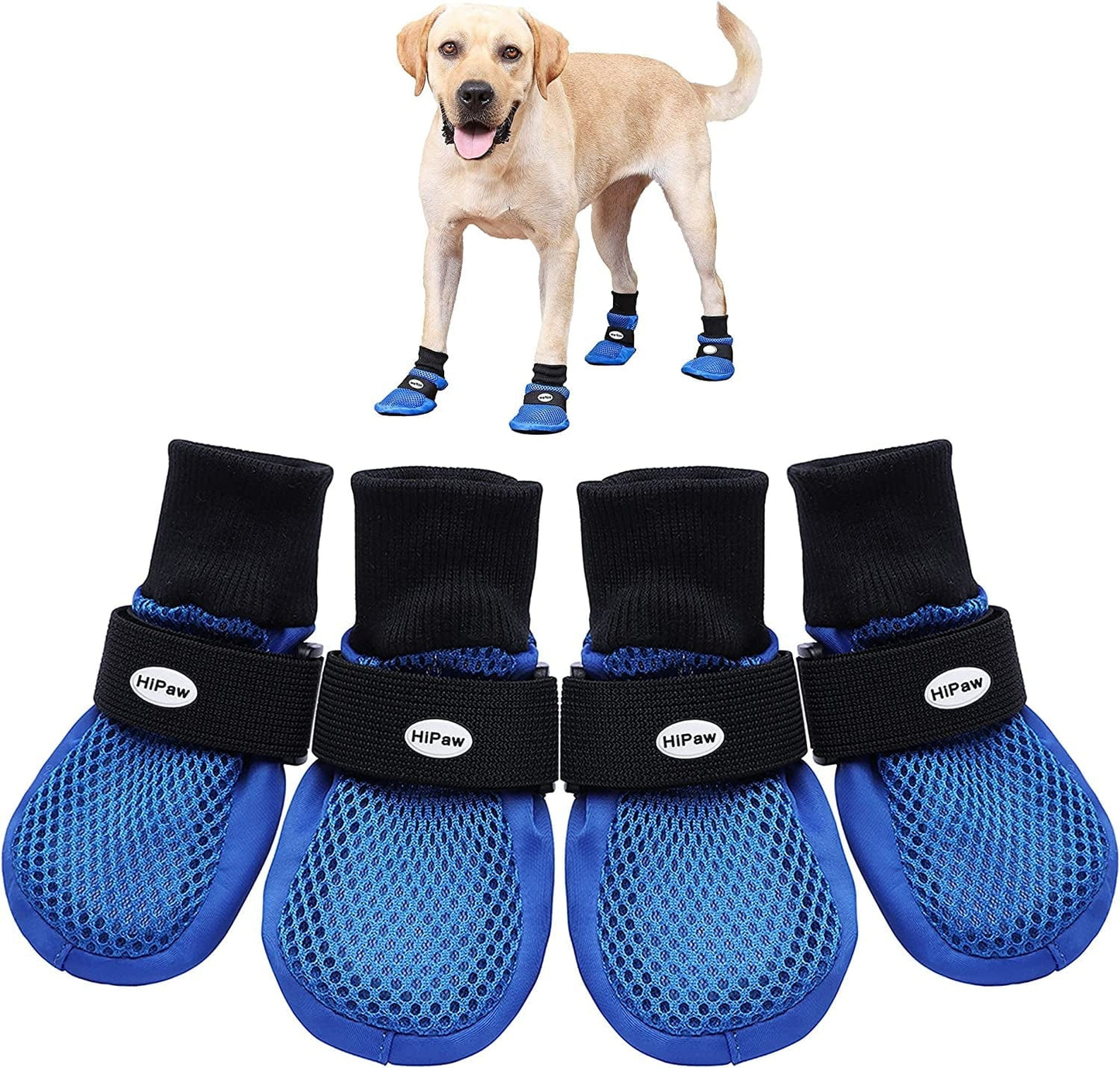 Hipaw Summer Breathable Dog Boots Nonslip Sole Paw Protector for Hardwood Floor Animals & Pet Supplies > Pet Supplies > Dog Supplies > Dog Apparel HiPaw Blue Large ( Insole: 2.55"W )