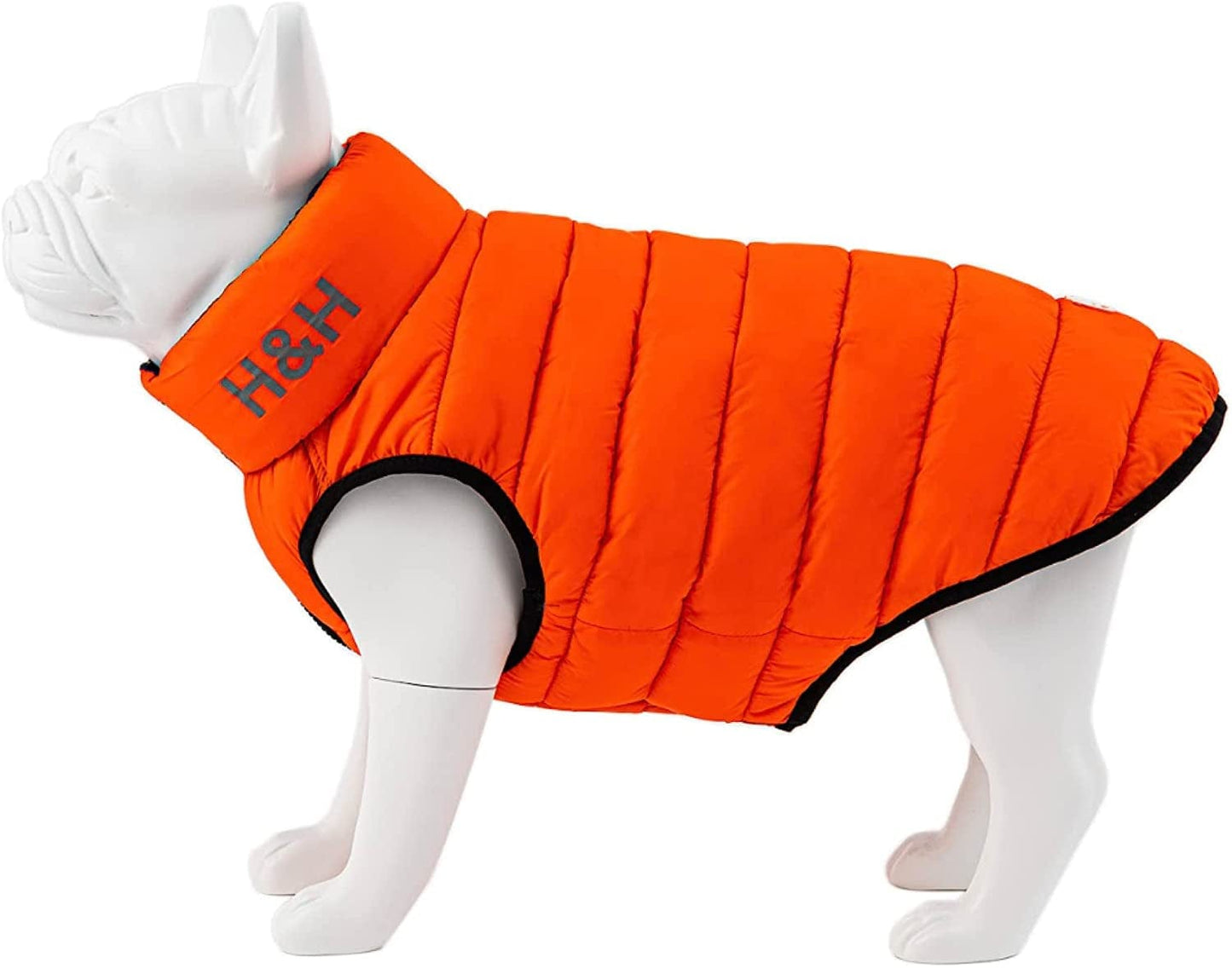 HUGO & HUDSON Dog Puffer Jacket Cold Weather Coats - Clothing & Accessories for Dogs Reversible Water Resistant Pet Coats with Collar Attachment Hole - Green & Navy - S35 Animals & Pet Supplies > Pet Supplies > Dog Supplies > Dog Apparel Hugo & Hudson Orange & Navy XS30