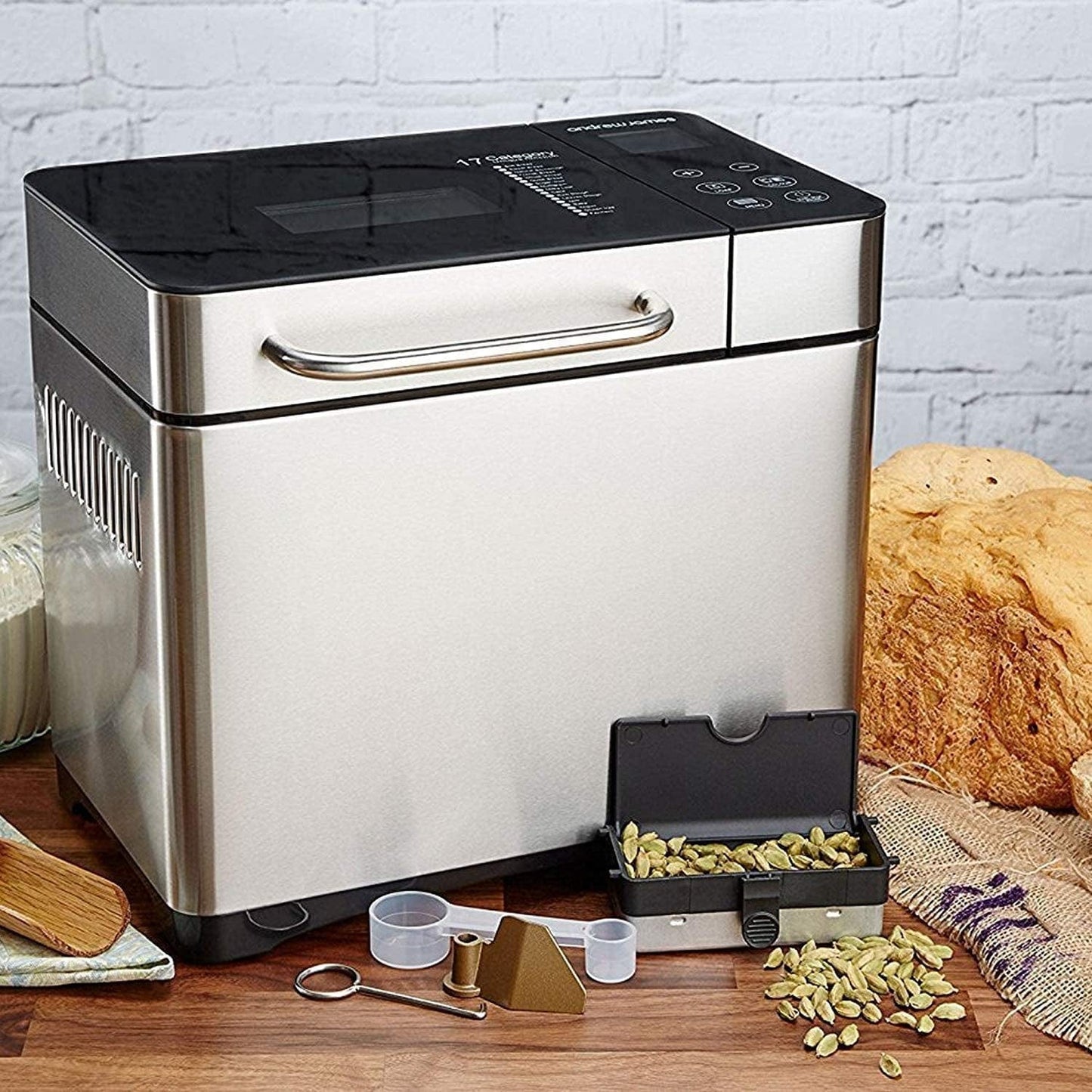 KBS Large 17-In-1 Bread Machine, 2LB All Stainless Steel Bread Maker with Auto Fruit Nut Dispenser, Nonstick Ceramic Pan, Full Touch Panel Tempered Glass, Reserve& Keep Warm Set, Oven Mitt and Recipes Animals & Pet Supplies > Pet Supplies > Dog Supplies > Dog Apparel KBS