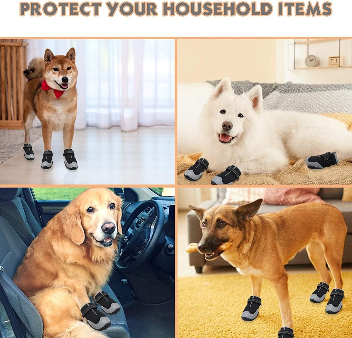 KEIYALOE Dog Shoes Waterproof Dogs Boots Protection Paw Breathable Anti-Slip Dog Rain Shoes Size 2: 2.68" X 1.69" (L*W) (Pack of 4) Animals & Pet Supplies > Pet Supplies > Dog Supplies > Dog Apparel KEIYALOE