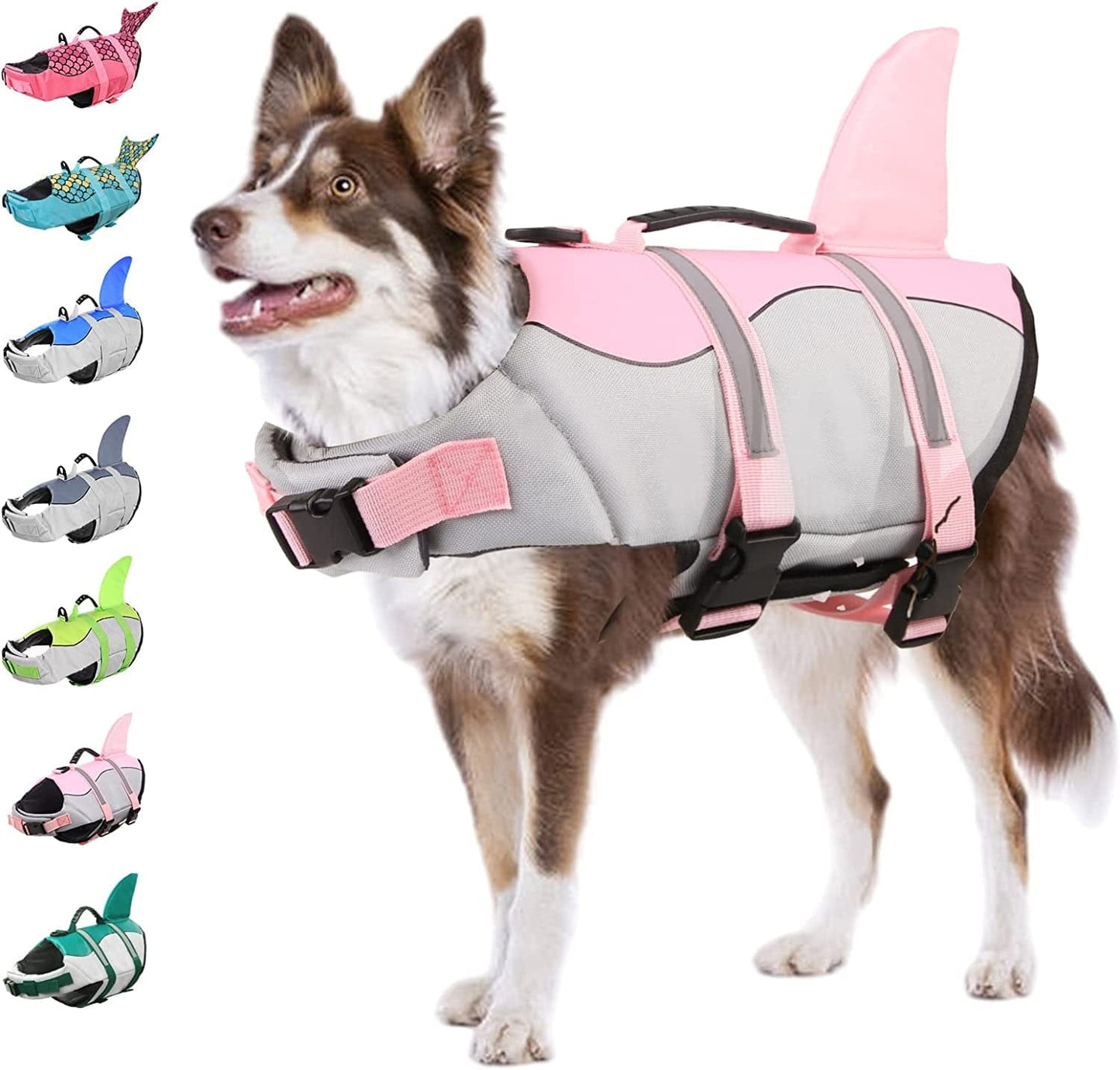 KOESON Dog Life Jacket Mermaid, Dog Life Vest for Small, Medium & Large Breeds Pet Float Coat for Boating/Swimming, Reflective Swimming Safety Vest with Rescue Handle Pink XS Animals & Pet Supplies > Pet Supplies > Dog Supplies > Dog Apparel KOESON Light Pink X-Small