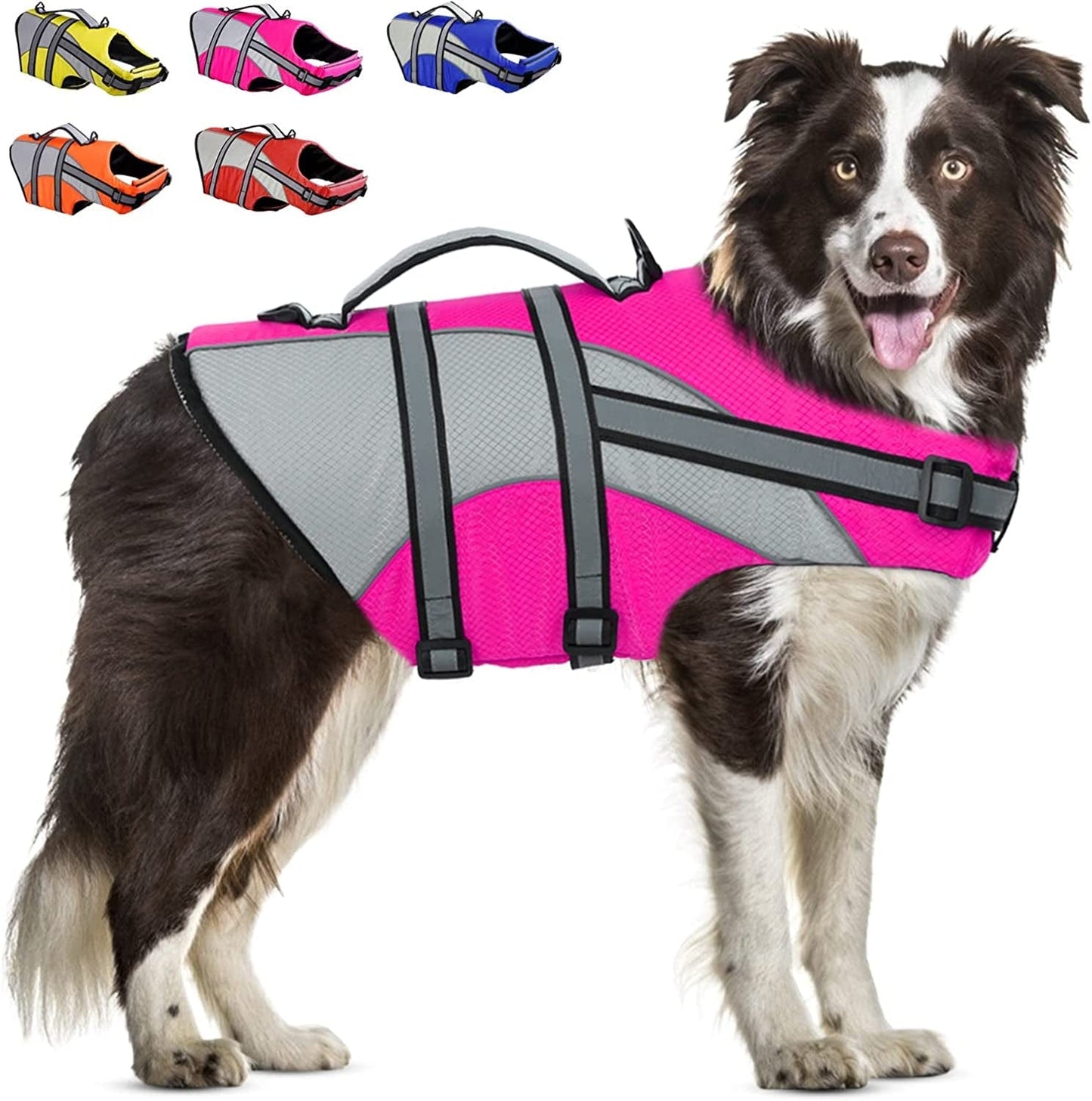KOESON Ripstop Dog Life Jacket, Dog Life Vest with Superior Buoyancy Pet Swimming Safety Vest with Rescue Handle, Dog Float Coat Dog Life Preserver Lifesaver for Small Medium Large Dogs Yellow XL Animals & Pet Supplies > Pet Supplies > Dog Supplies > Dog Apparel KOESON