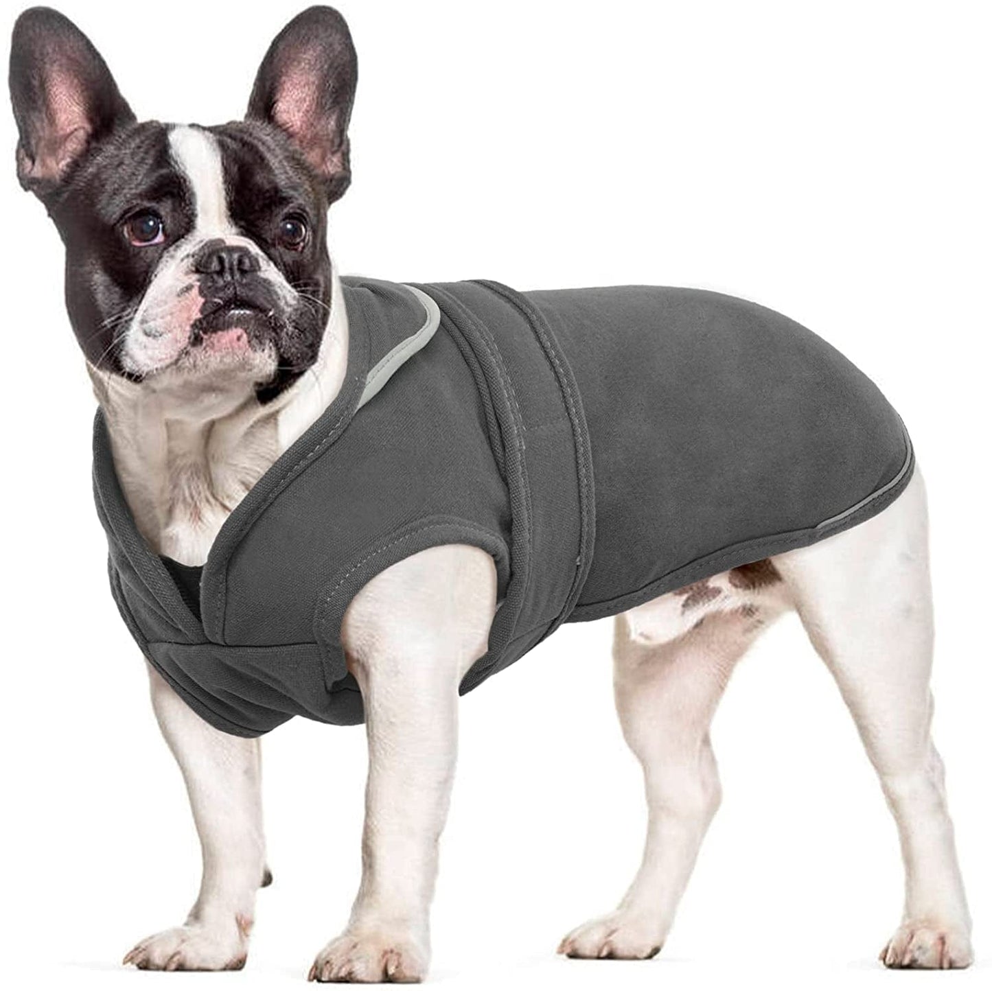 Kuoser Canvas Dog Winter Coat, Warm Dog Jacket Reflective Fleece Dog Cold Weather Coat Warm Doggie Clothes Waterproof Dog Vest with Zipper Leash Hole for Small Medium Large Dogs Animals & Pet Supplies > Pet Supplies > Dog Supplies > Dog Apparel Kuoser Grey Medium (Pack of 1)
