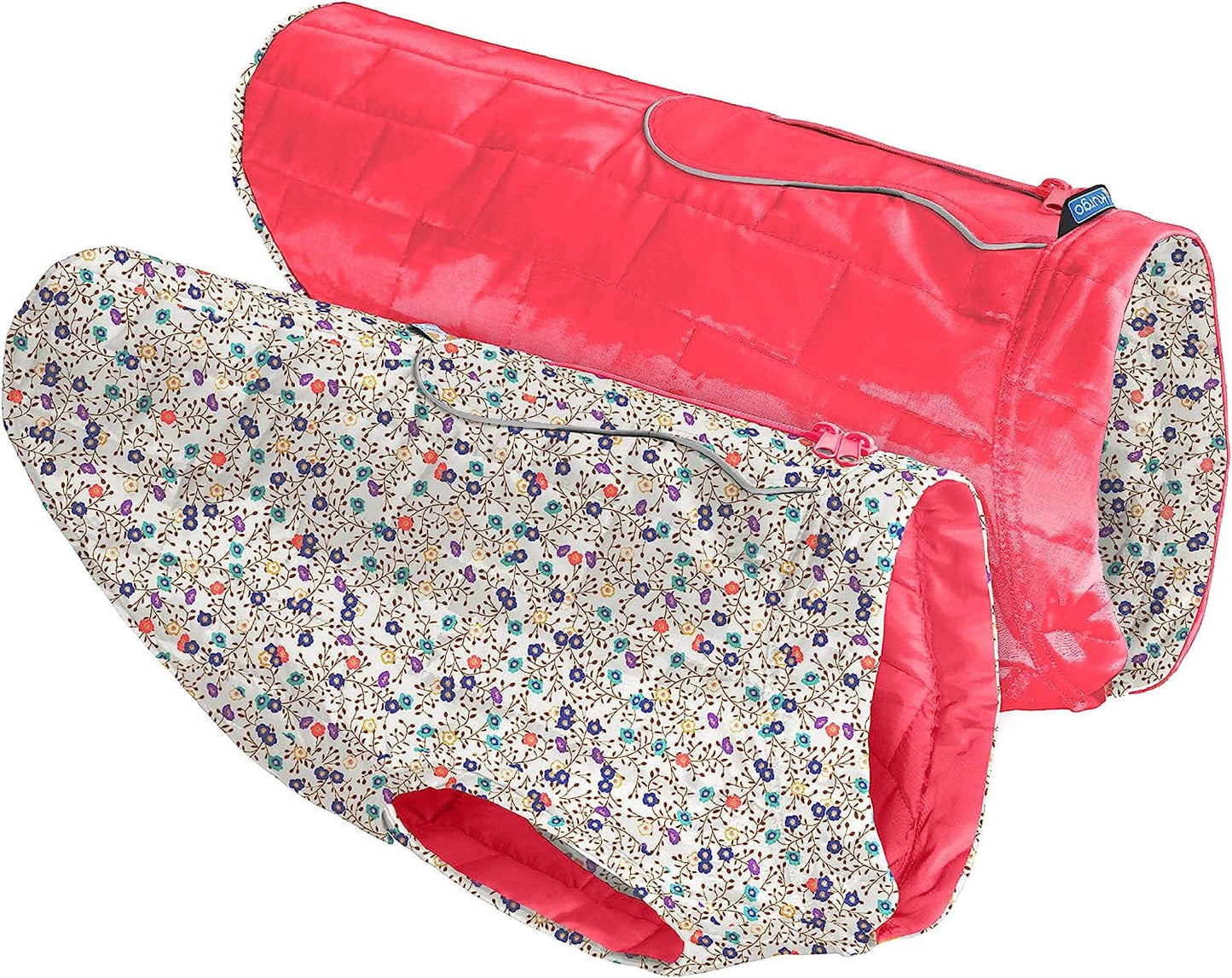 Kurgo Dog Jacket, Reversible Winter Jacket for Dogs, Pet Coat for Hiking, Water Resistant, Reflective, Lightweight, Wear with Harness, Athletic, Loft Jacket (Liberty Floral, XS) Animals & Pet Supplies > Pet Supplies > Dog Supplies > Dog Apparel Radio Systems Corporation Floral/Magenta Medium