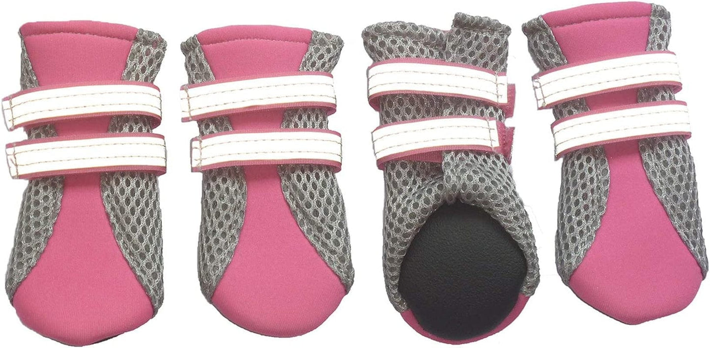 LONSUNEER Dog Boots Breathable and Protect Paws with Soft Nonslip Soles and Reflective Straps Size Medium Bright Green Animals & Pet Supplies > Pet Supplies > Dog Supplies > Dog Apparel Lifeful Pink Small