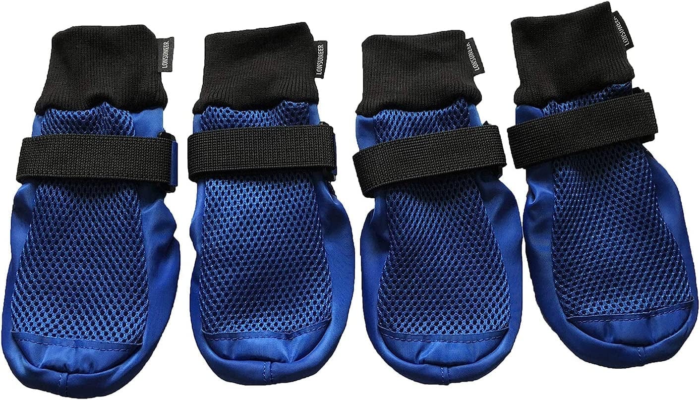 LONSUNEER Dog Boots Breathable Protect Paws Soft Nonslip Soles Set of 4 Size Large Color Red Animals & Pet Supplies > Pet Supplies > Dog Supplies > Dog Apparel Lifeful Blue X-Large