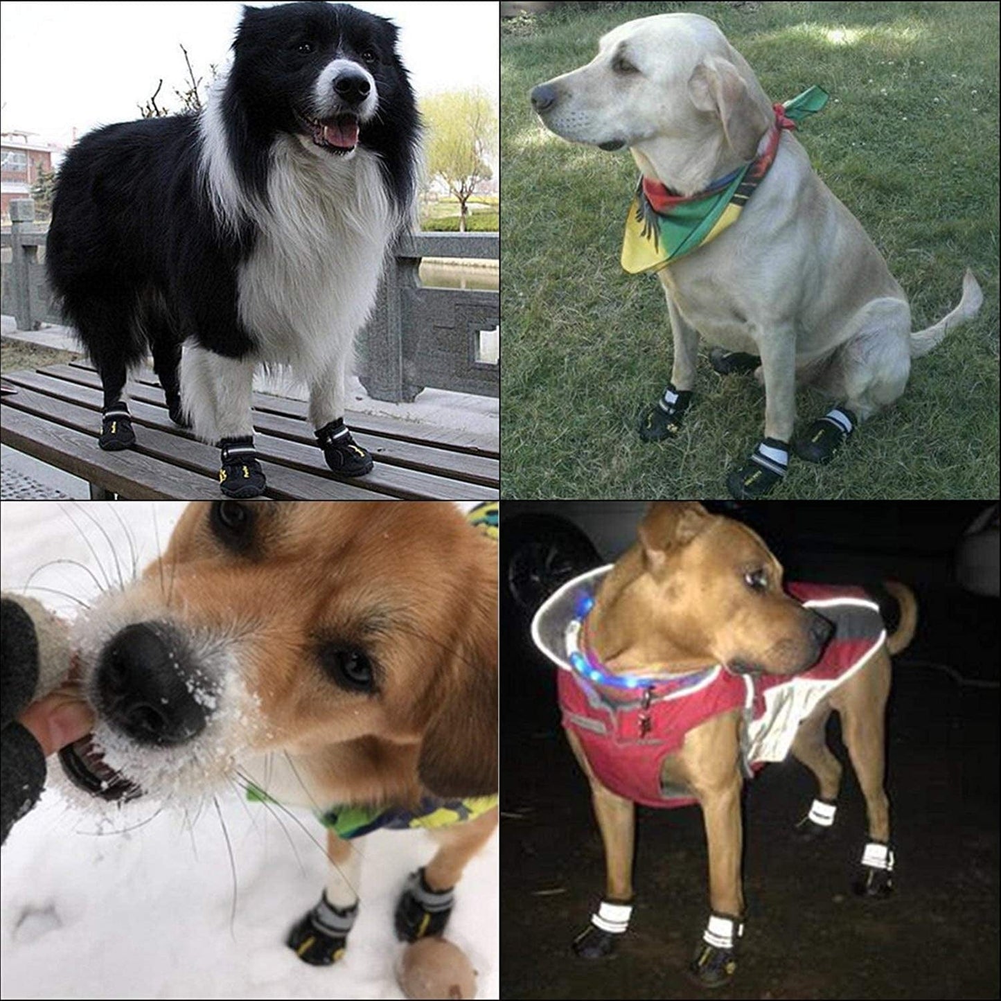 Lovencity Dog Boots Dog Waterproof Shoes with Adjustable Reflective Straps Snow Boots Rain Shoes for Medium Large Dogs Rugged Anti-Slip Sole Black 4PCS (Size 4: 2.56"X1.97") Animals & Pet Supplies > Pet Supplies > Dog Supplies > Dog Apparel LovenCity