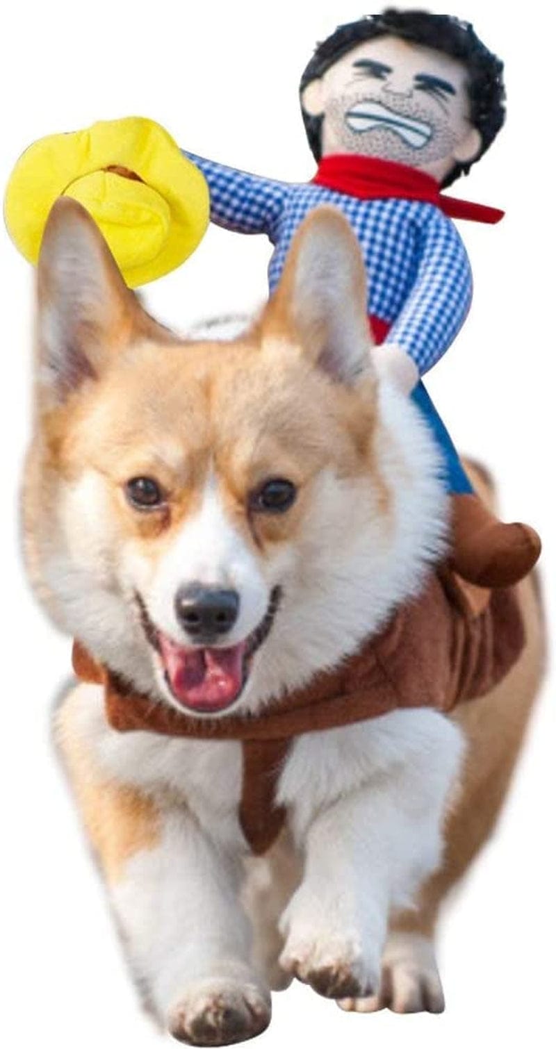 NACOCO Cowboy Rider Dog Costume for Dogs Clothes Knight Style with Doll and Hat for Halloween Day Pet Costume (L) Animals & Pet Supplies > Pet Supplies > Dog Supplies > Dog Apparel NACOCO X-Small