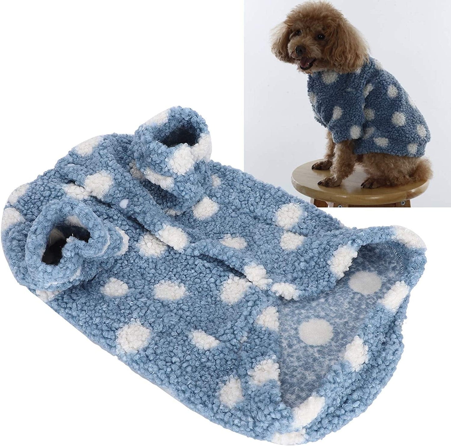 OKJHFD 4 Sizes Dog Clothes Blue Autumn Winter Soft Plush Puppy Dog Coat, Warm Pet Jacket for Medium Small Dogs Animals & Pet Supplies > Pet Supplies > Dog Supplies > Dog Apparel OKJHFD