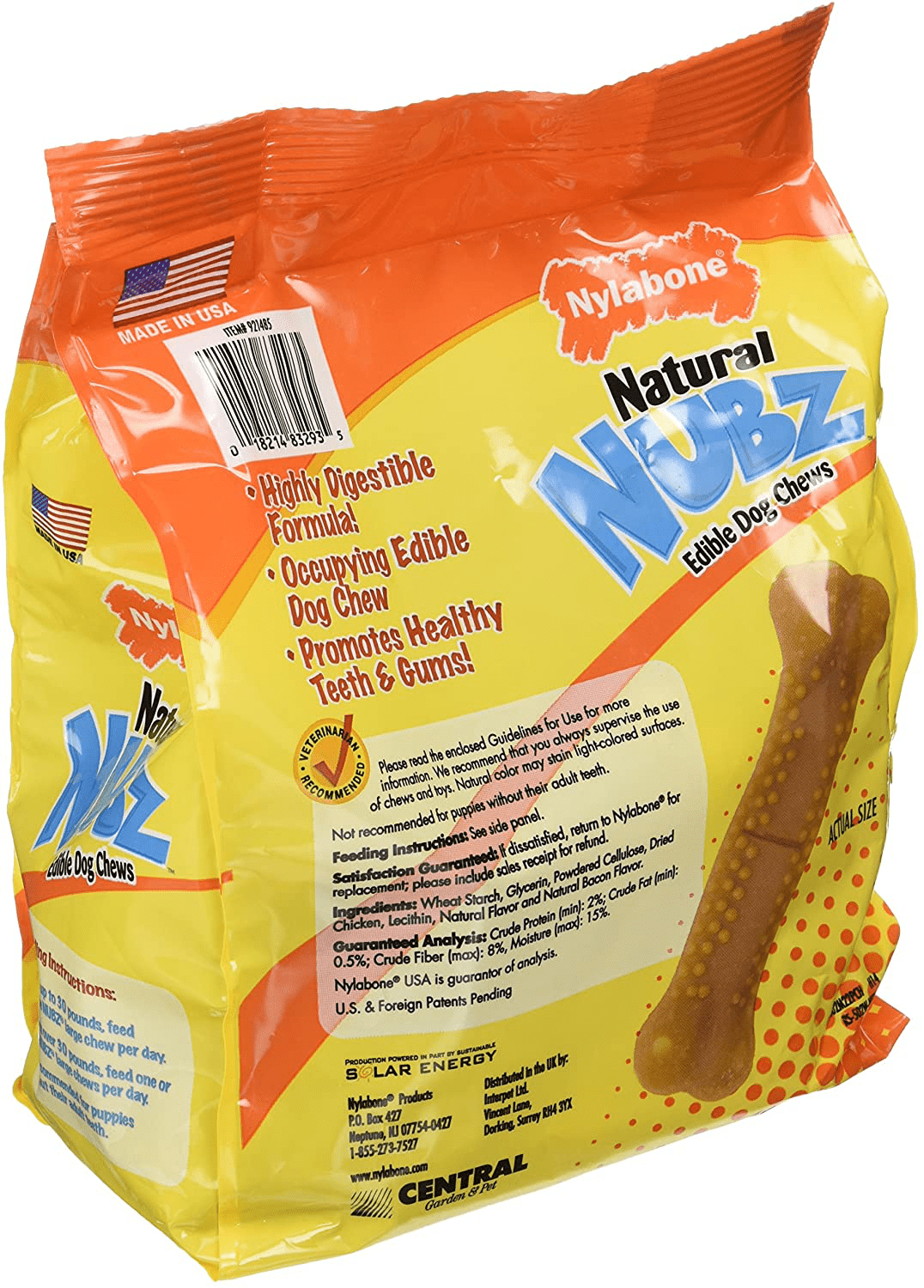 (Pack of 2) Nylabone Natural Nubz Edible Dog Chews 22Ct. (2.6Lb/Bag) -Total 5.2Lb Animals & Pet Supplies > Pet Supplies > Small Animal Supplies > Small Animal Treats Nylabone Products.