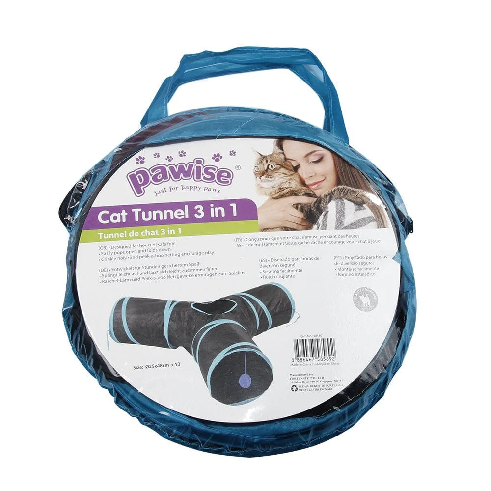 Pawise Cat Tunnel Kitty Cube Pop up Collapsible Foldable 3 Direction Tunnel with Ball (3-Way) Animals & Pet Supplies > Pet Supplies > Cat Supplies > Cat Toys PAWISE