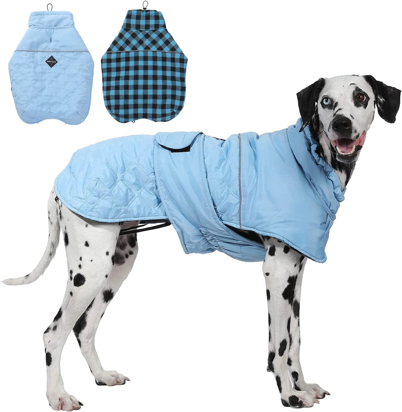 PAWZ Road Dog Winter Coat with 5 Layers Warm Material, Reversible Dog Clothes with 2 Sides, Dog Jacket Outdoor Water Repellent, (Green Plaid L) Animals & Pet Supplies > Pet Supplies > Dog Supplies > Dog Apparel PAWZ Road Blue Plaid 2X-Large (Pack of 1)