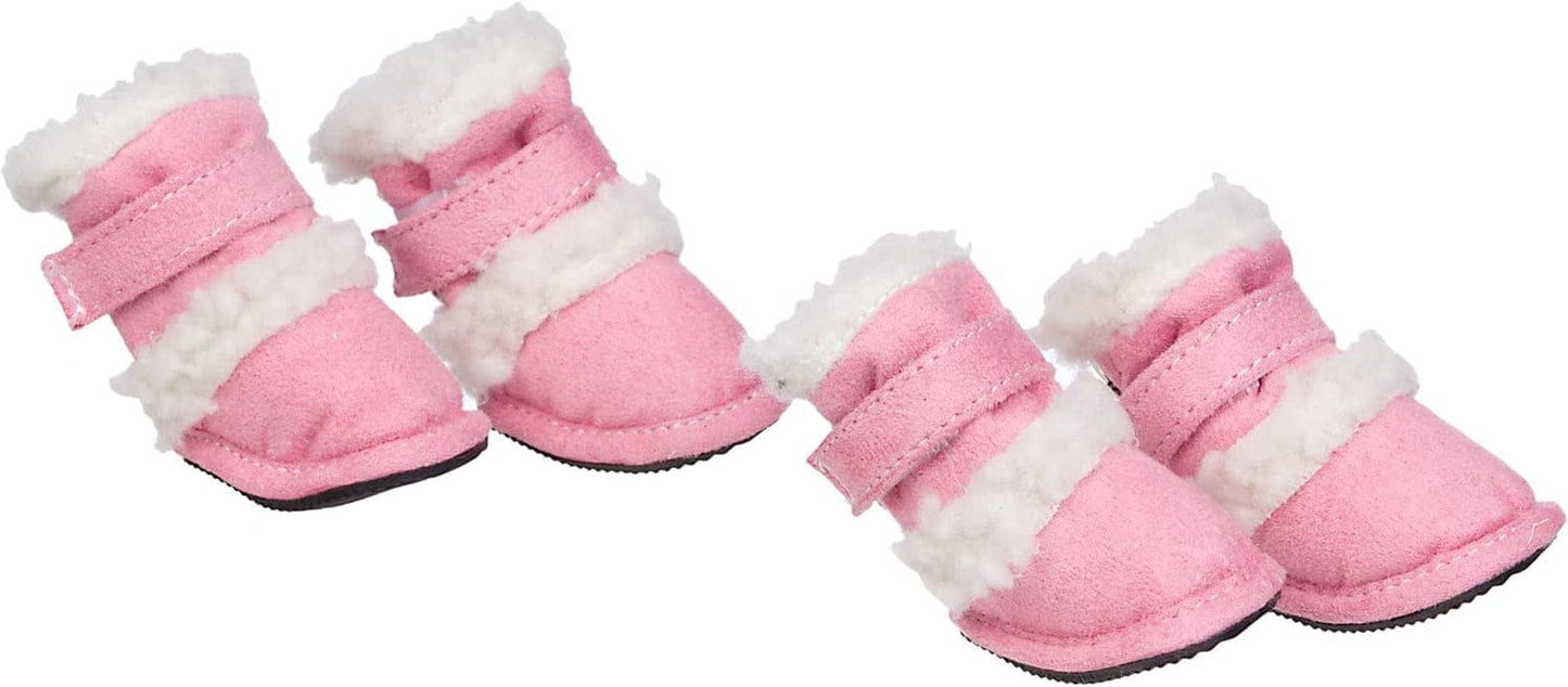 Pet Life 'Duggz' Shearling Dog Shoes - Winter Dog Boots with Dual Hook-And-Loop Enclosures for Ankle Support - Set of 4 Shoes for Dogs Animals & Pet Supplies > Pet Supplies > Dog Supplies > Dog Apparel Pet Life, LLC. Pink Small
