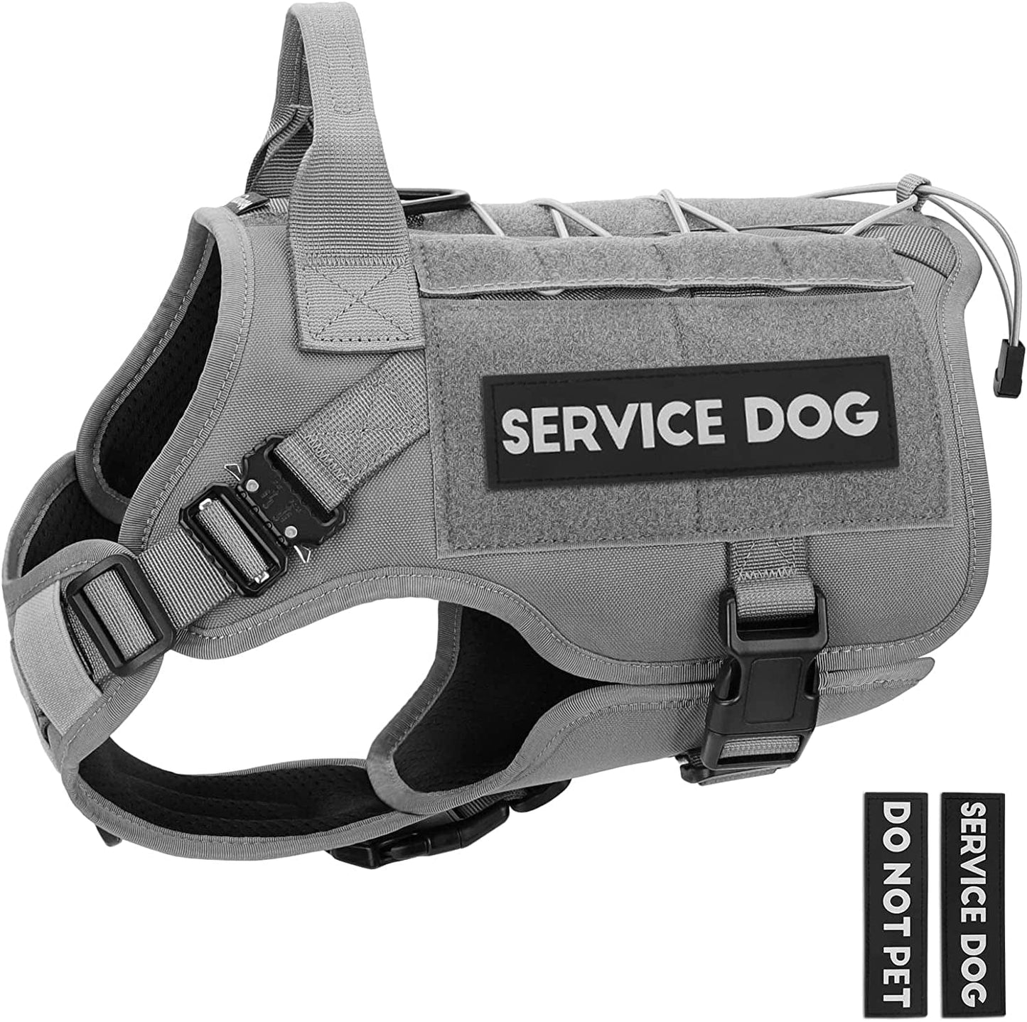 PETNANNY Tactical Dog Harness - Service Dog Harness Emotional Support Dog Vest for Medium Large Dogs, No Pull ESA Dog Vest with Hook & Loop, Working Molle Vest for Training Hunting… Animals & Pet Supplies > Pet Supplies > Dog Supplies > Dog Apparel PETNANNY Gray Medium 