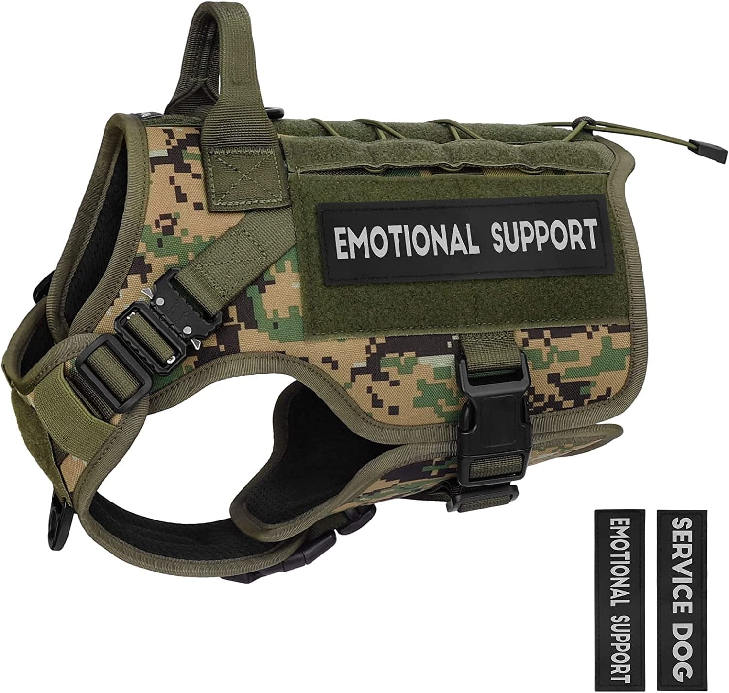 PETNANNY Tactical Dog Harness - Service Dog Harness Emotional Support Dog Vest for Medium Large Dogs, No Pull ESA Dog Vest with Hook & Loop, Working Molle Vest for Training Hunting… Animals & Pet Supplies > Pet Supplies > Dog Supplies > Dog Apparel PETNANNY Woodland Camo Medium 