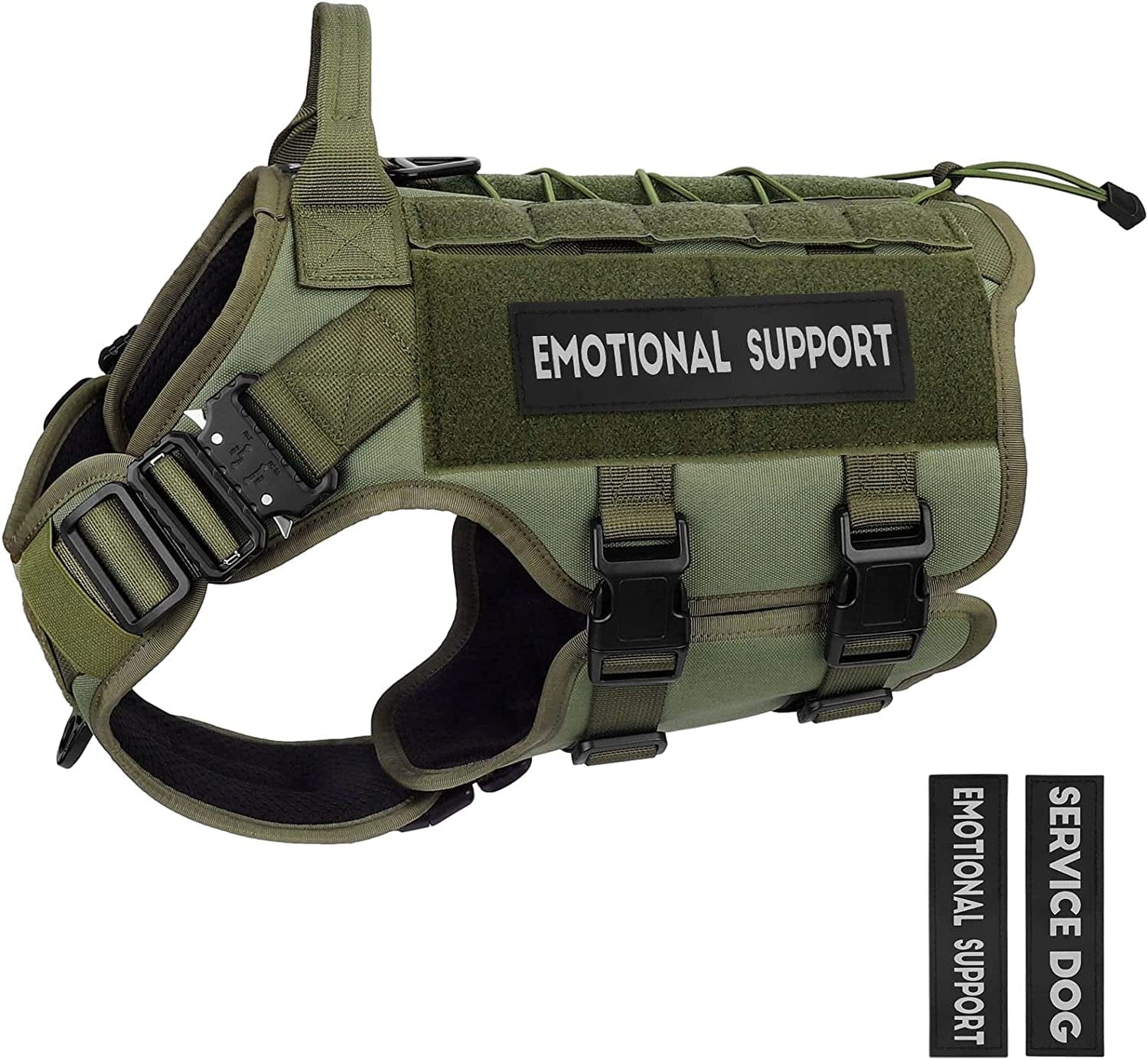PETNANNY Tactical Dog Harness - Service Dog Harness Emotional Support Dog Vest for Medium Large Dogs, No Pull ESA Dog Vest with Hook & Loop, Working Molle Vest for Training Hunting… Animals & Pet Supplies > Pet Supplies > Dog Supplies > Dog Apparel PETNANNY Green L 