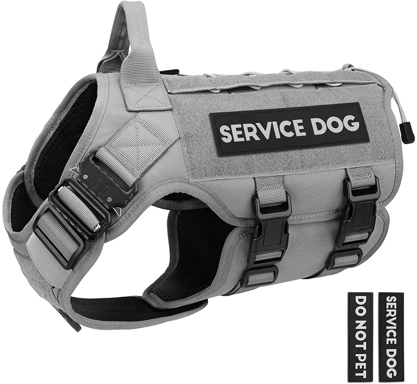 PETNANNY Tactical Dog Harness - Service Dog Harness Emotional Support Dog Vest for Medium Large Dogs, No Pull ESA Dog Vest with Hook & Loop, Working Molle Vest for Training Hunting… Animals & Pet Supplies > Pet Supplies > Dog Supplies > Dog Apparel PETNANNY Gray L 
