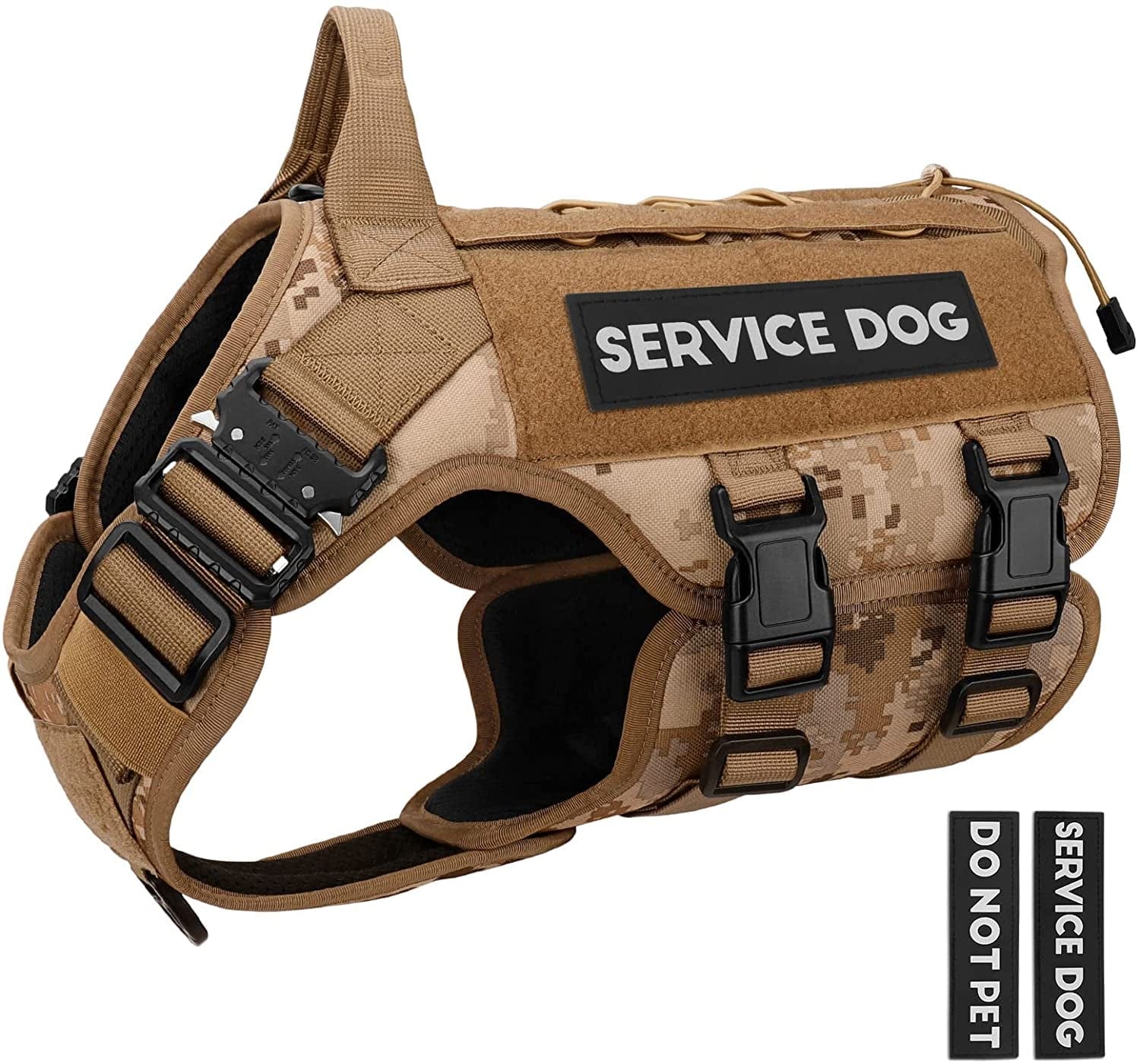 PETNANNY Tactical Dog Harness - Service Dog Harness Emotional Support Dog Vest for Medium Large Dogs, No Pull ESA Dog Vest with Hook & Loop, Working Molle Vest for Training Hunting… Animals & Pet Supplies > Pet Supplies > Dog Supplies > Dog Apparel PETNANNY Desert Camo X-Large 