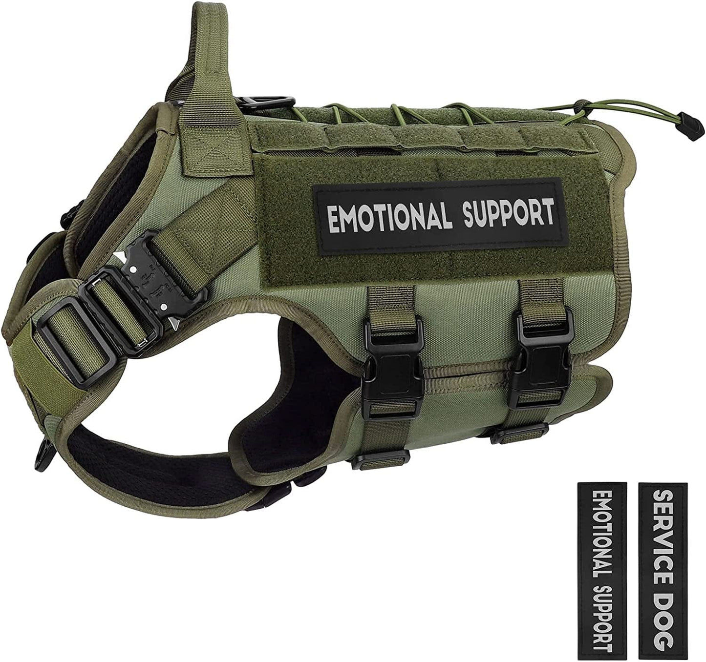 PETNANNY Tactical Dog Harness - Service Dog Harness Emotional Support Dog Vest for Medium Large Dogs, No Pull ESA Dog Vest with Hook & Loop, Working Molle Vest for Training Hunting… Animals & Pet Supplies > Pet Supplies > Dog Supplies > Dog Apparel PETNANNY Green X-Large 
