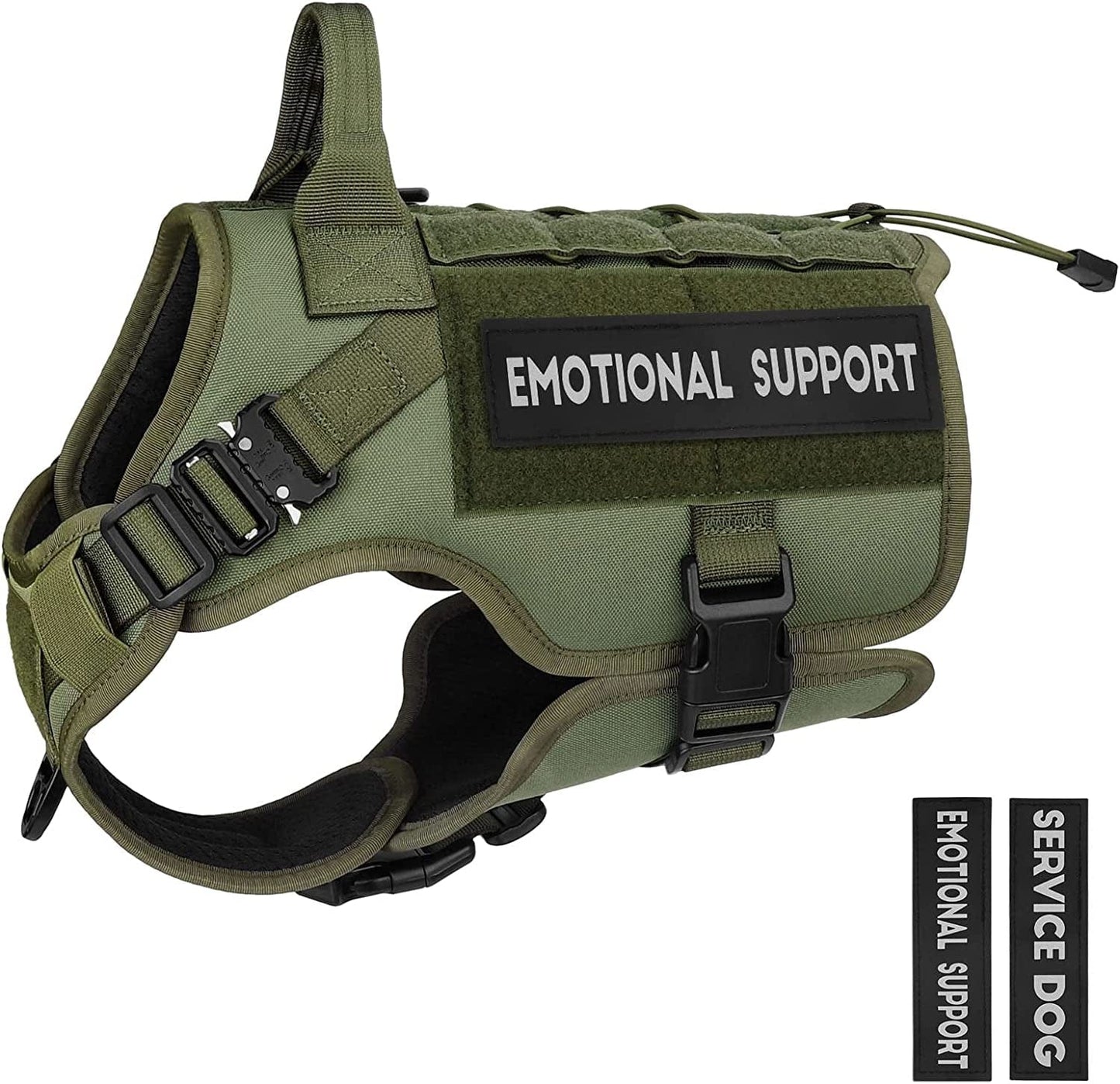 PETNANNY Tactical Dog Harness - Service Dog Harness Emotional Support Dog Vest for Medium Large Dogs, No Pull ESA Dog Vest with Hook & Loop, Working Molle Vest for Training Hunting… Animals & Pet Supplies > Pet Supplies > Dog Supplies > Dog Apparel PETNANNY Green Medium 