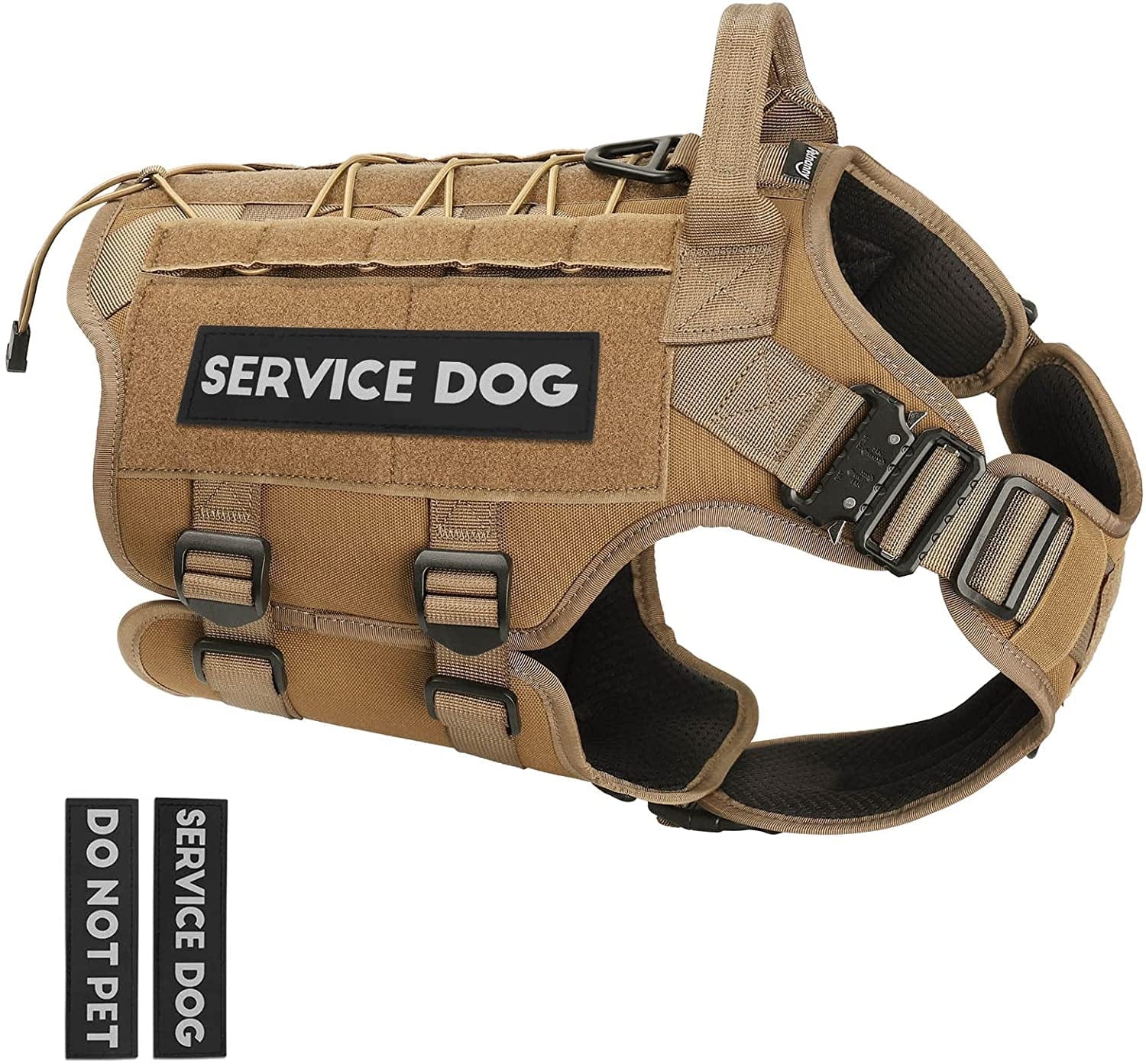 PETNANNY Tactical Dog Harness - Service Dog Harness Emotional Support Dog Vest for Medium Large Dogs, No Pull ESA Dog Vest with Hook & Loop, Working Molle Vest for Training Hunting… Animals & Pet Supplies > Pet Supplies > Dog Supplies > Dog Apparel PETNANNY Khaki L 