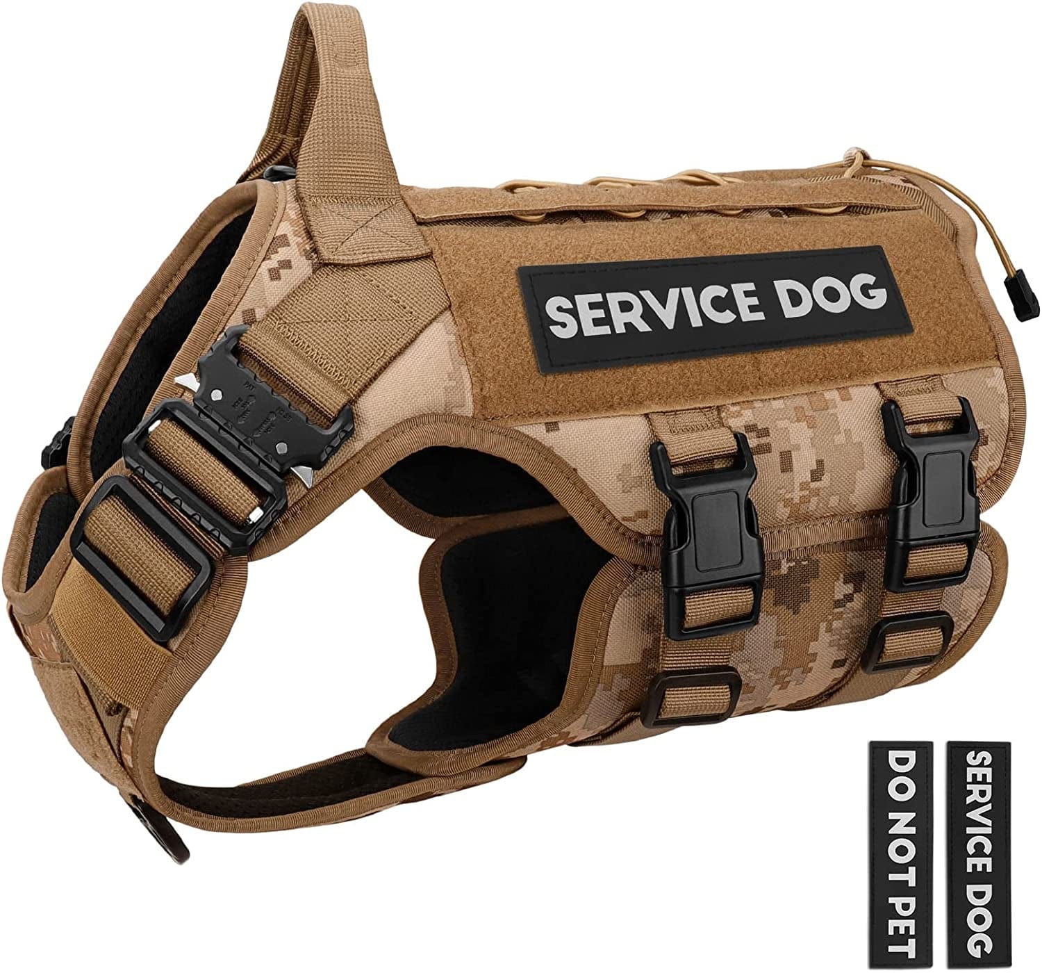 PETNANNY Tactical Dog Harness - Service Dog Harness Emotional Support Dog Vest for Medium Large Dogs, No Pull ESA Dog Vest with Hook & Loop, Working Molle Vest for Training Hunting… Animals & Pet Supplies > Pet Supplies > Dog Supplies > Dog Apparel PETNANNY Desert Camo L 