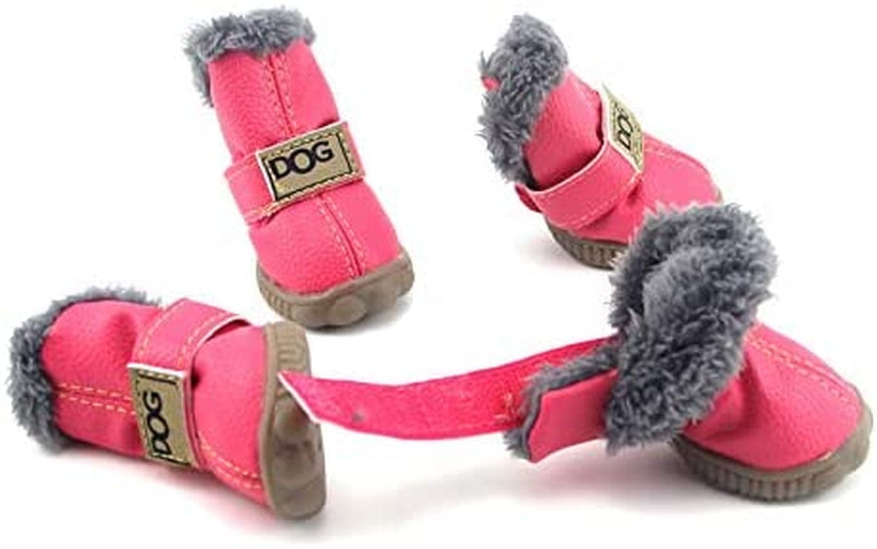 PIHAPPY Little Pet Waterpoof Winter Dog Boots Skidproof Soft Snow Winter Warm Anti-Slip Sole Paw Protectors Small Puppy Shoes 4PCS (XL, Brown) Animals & Pet Supplies > Pet Supplies > Dog Supplies > Dog Apparel PIHAPPY Pink S