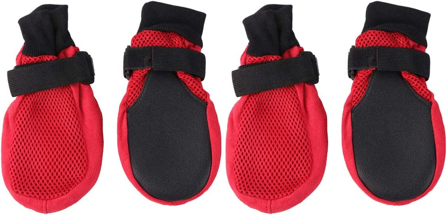 POPETPOP 1 Set of Cute Anti-Slip Dog Shoes - Breathable Mesh Dog Puppy Shoes Nonslip Soft Sole Dog Boots - Dogs Paw Protectors for Small Medium Large Dogs - Size L (Red) Animals & Pet Supplies > Pet Supplies > Dog Supplies > Dog Apparel POPETPOP Red XXL