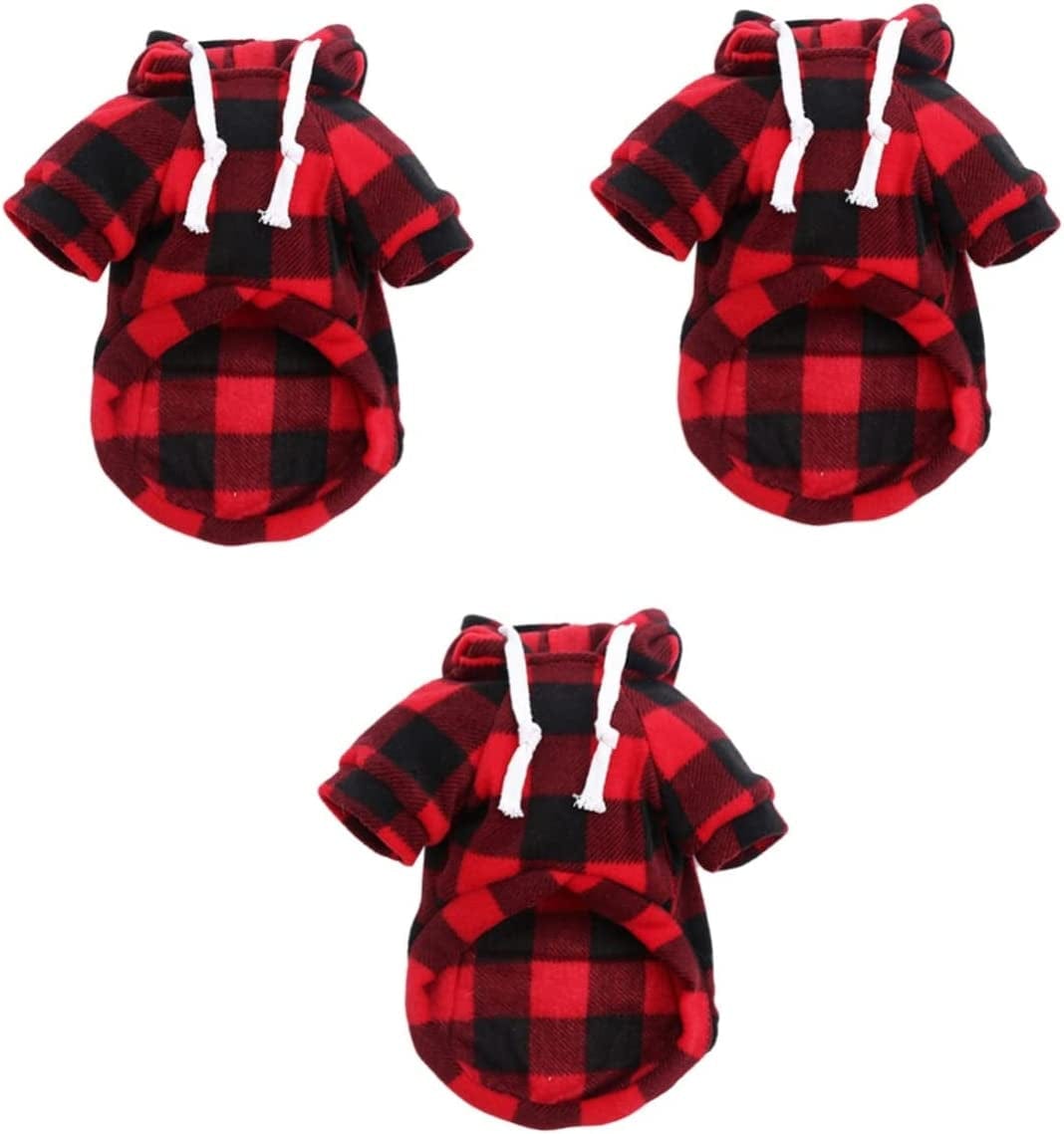 POPETPOP 1Pc Pet Coat Girl Hoodies Santa Vest Hooded Jacket Dog Red Sweater Dog Hoodie for Medium Dogs Dog Clothes Girl Dog Photography Prop Puppy Grid Pattern Costume Pet Clothing Red Grid Animals & Pet Supplies > Pet Supplies > Dog Supplies > Dog Apparel POPETPOP Redx3pcs Sx3pcs