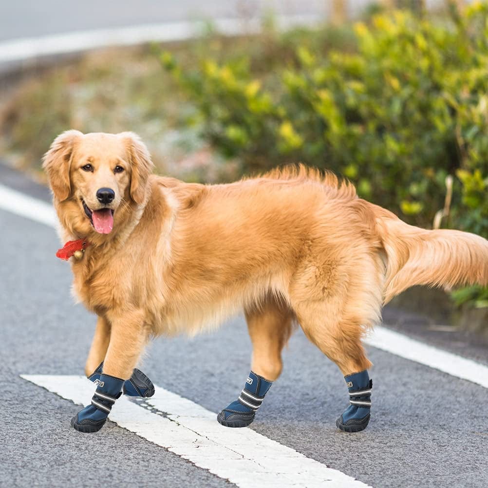 PUPTECK Winter Dog Boots Waterproof Rain Dog Shoes with Reflective Straps Anti-Slip Pet Paw Protector Rugged Sole for Outdoor Walking Running Hiking Animals & Pet Supplies > Pet Supplies > Dog Supplies > Dog Apparel PUPTECK
