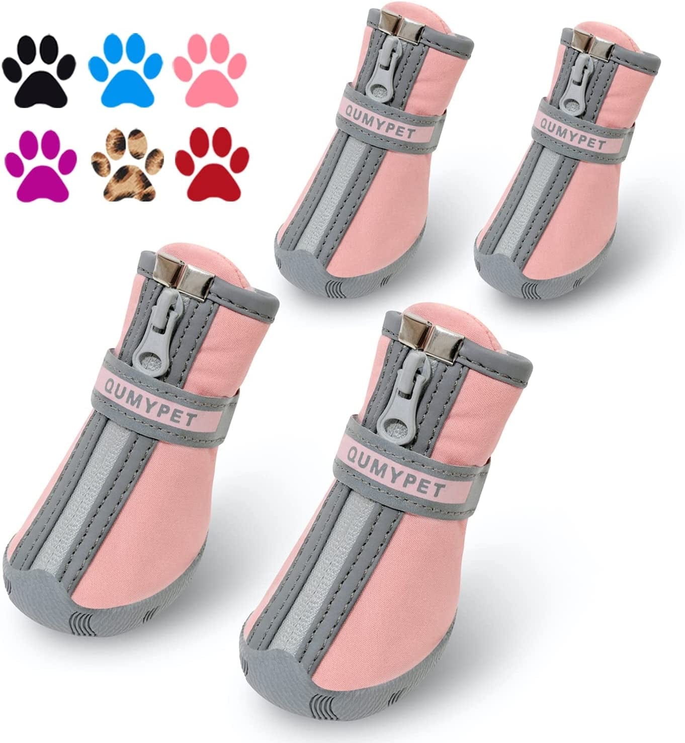 QUMY Dog Shoes for Small Dogs, Puppy Dog Boots & Paw Protectors for Winter Snowy Day, Summer Hot Pavement, Waterproof in Rainy Weather, Ourdoor Walking, Indoor Hardfloors anti Slip Rubber Sole Black Animals & Pet Supplies > Pet Supplies > Dog Supplies > Dog Apparel QUMY Pink size 1: 1.29"x0.98"(L*W)