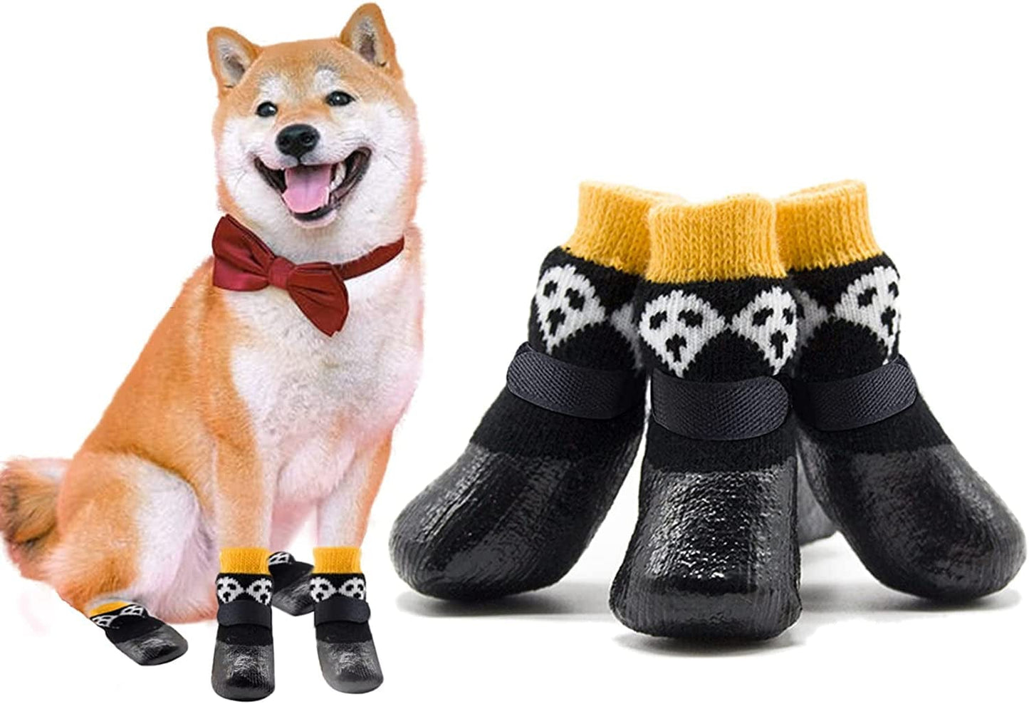 Riccioofy Dog Socks,Dog Shoes Paw Protectors with Straps Traction Control Anti-Slip Waterproof Dog Boots Suitable for Small Medium Large Dogs and Cats 4 Pack Animals & Pet Supplies > Pet Supplies > Dog Supplies > Dog Apparel Riccioofy Orange S