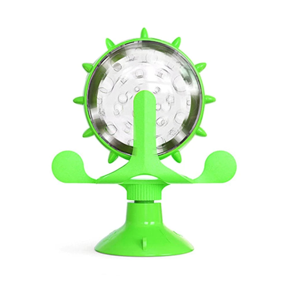 Rotating Windmill Treat Dispenser Pet Toy Pet Supplies Cat Leaking Food Puzzle Toy for Cat Dog Animals & Pet Supplies > Pet Supplies > Cat Supplies > Cat Toys CN Green