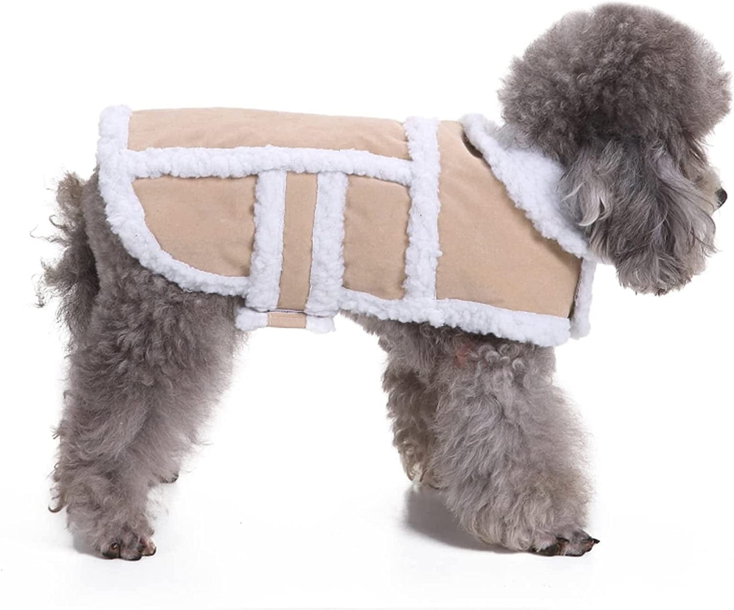 Rypet Small Dog Winter Coat - Shearling Fleece Dog Warm Coat for Small to Medium Breeds Dog Coffee, Medium Animals & Pet Supplies > Pet Supplies > Dog Supplies > Dog Apparel Rypet Tan1 XL(Neck Girth:13.58"-16.34",Back Length:15.75")
