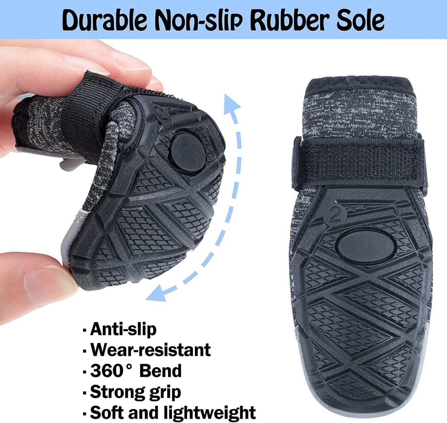 SCENEREAL Dog Boots for Hot Pavement, Breathable Waterproof Dog Shoes for Dogs with Reflective, 4 PCS Soft Paw Protectors for Puppy Summer Hardwood Floors Winter Hiking Outdoor and Indoor Animals & Pet Supplies > Pet Supplies > Dog Supplies > Dog Apparel SCENEREAL