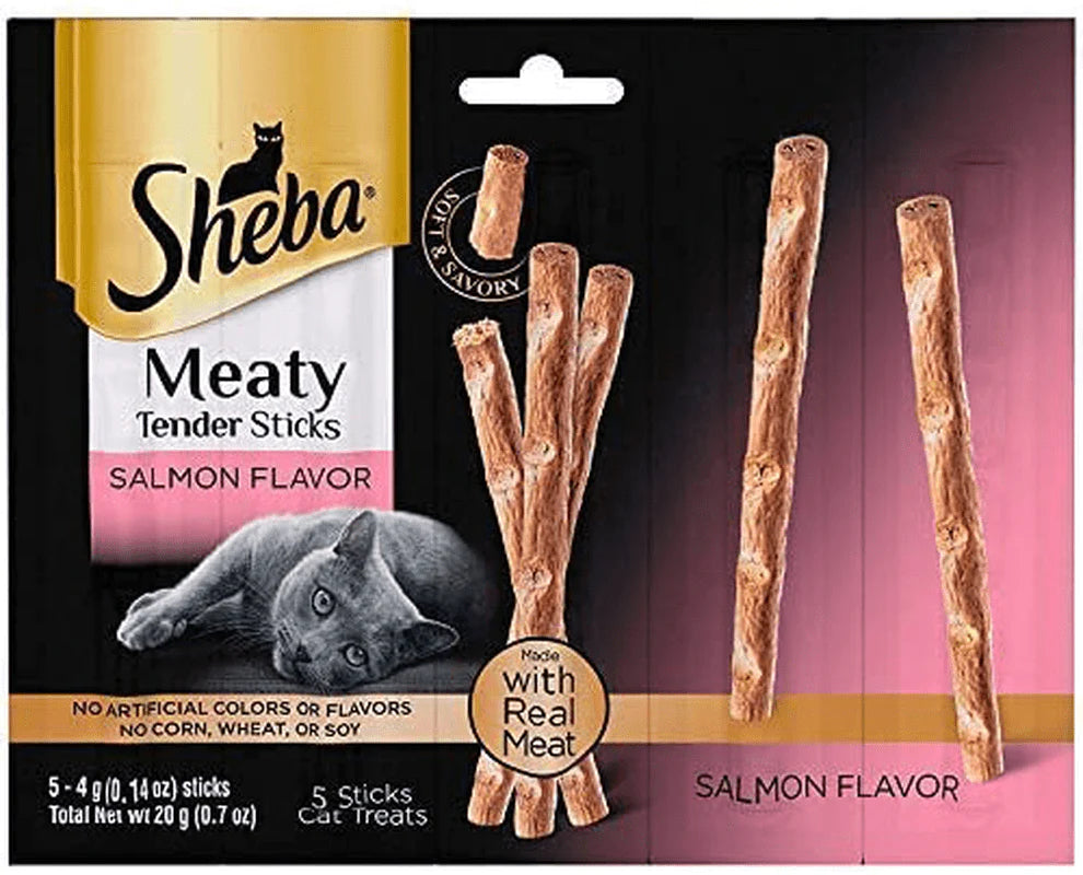 Sheba Meaty Tender Sticks 2 (5 Count) Tuna Sticks, 2 (5 Count) Salmon Sticks, and 2 (5 Count) Chicken Sticks, 30 Sticks Animals & Pet Supplies > Pet Supplies > Cat Supplies > Cat Treats MK & Company