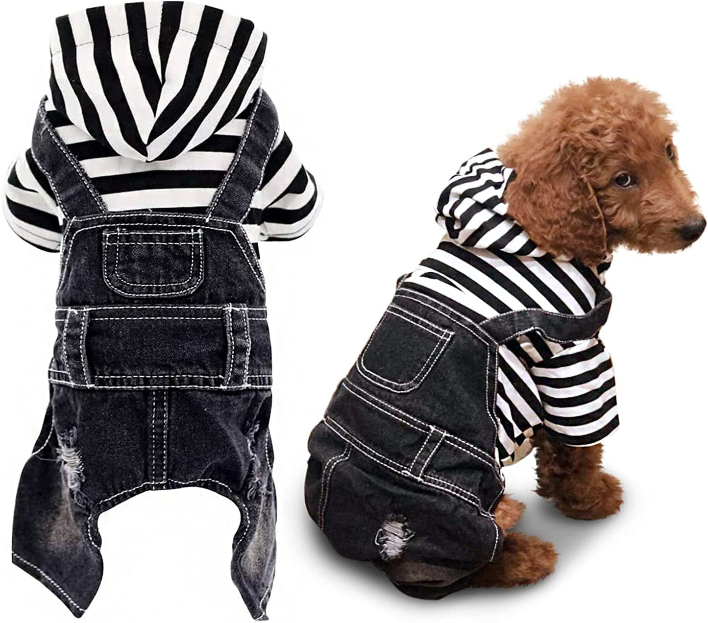 SILD Pet Denim Jumpsuit Dog Jeans Hoodies Cool Blue Coat Medium Small Dogs Classic Jacket Puppy Blue Vintage Washed Vests (S, Black) Animals & Pet Supplies > Pet Supplies > Dog Supplies > Dog Apparel SILD Black Medium