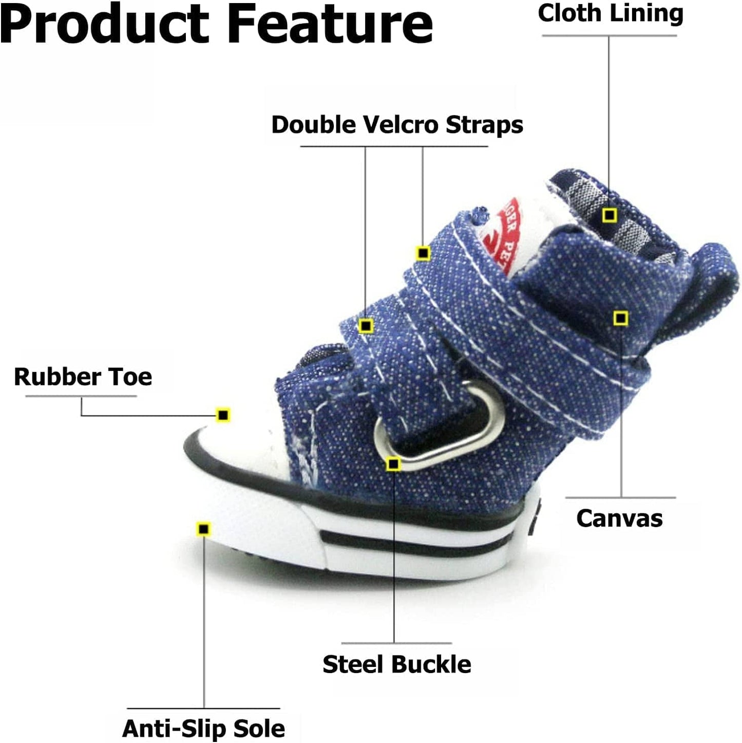 Small Pawz Dog Boots, Puppy Shoes for Extra Small Dogs, Canvas Booties for Cats, anti Slip Sneakers for Puppies Black Label 2 Animals & Pet Supplies > Pet Supplies > Dog Supplies > Dog Apparel GabeFish