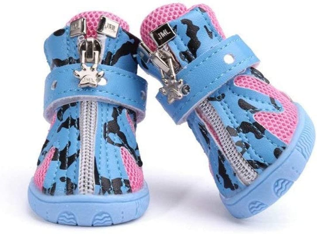 Summer Breathable Pet Shoes Zipper Small Dog Shoes Mesh Skid-Proof Sandals for Teddy Chihuahua Animals & Pet Supplies > Pet Supplies > Dog Supplies > Dog Apparel SENERY Blue 5