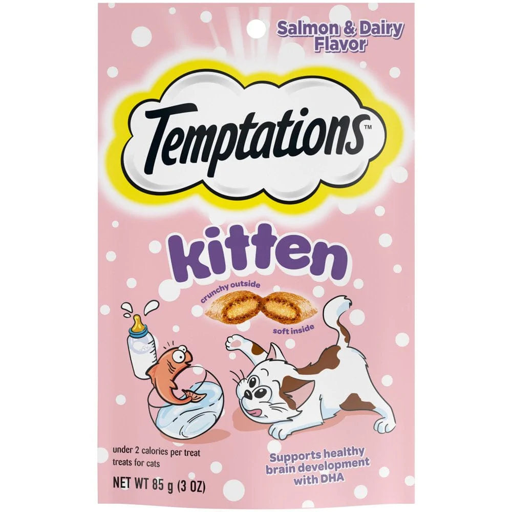 TEMPTATIONS Chicken and Dairy Flavor Crunchy and Soft Kitten Treats, 3 Oz. Animals & Pet Supplies > Pet Supplies > Cat Supplies > Cat Treats Mars Petcare Salmon, Dairy 3 oz