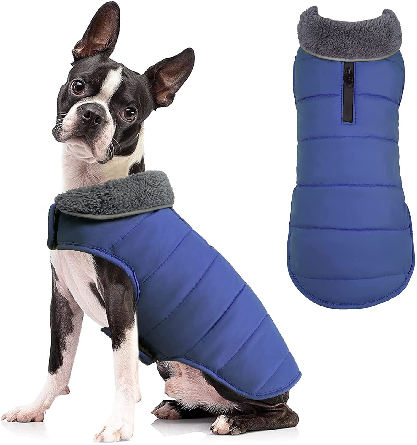 TEOZZO Dog Winter Coats - Waterproof Dog Snow Jackets Windproof Fleece Lined Dog Apparel Vest with Leash Hole Dog Cold Weather Coats for Large Dogs Red Animals & Pet Supplies > Pet Supplies > Dog Supplies > Dog Apparel TEOZZO Navy XXX-Large(Chest Girth: 33.9-42.9'')